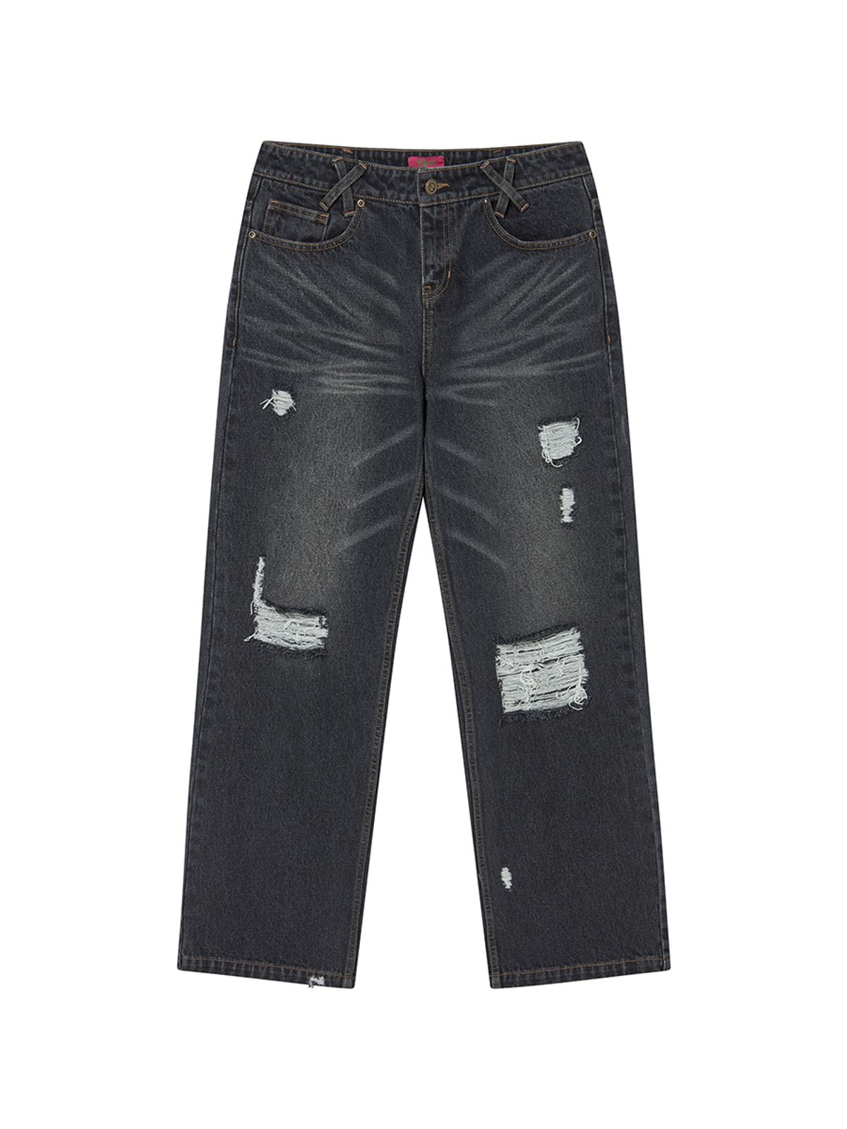 엔와이엑스엑스(NYXX) LOW DAMAGE DENIM PANTS BLACK