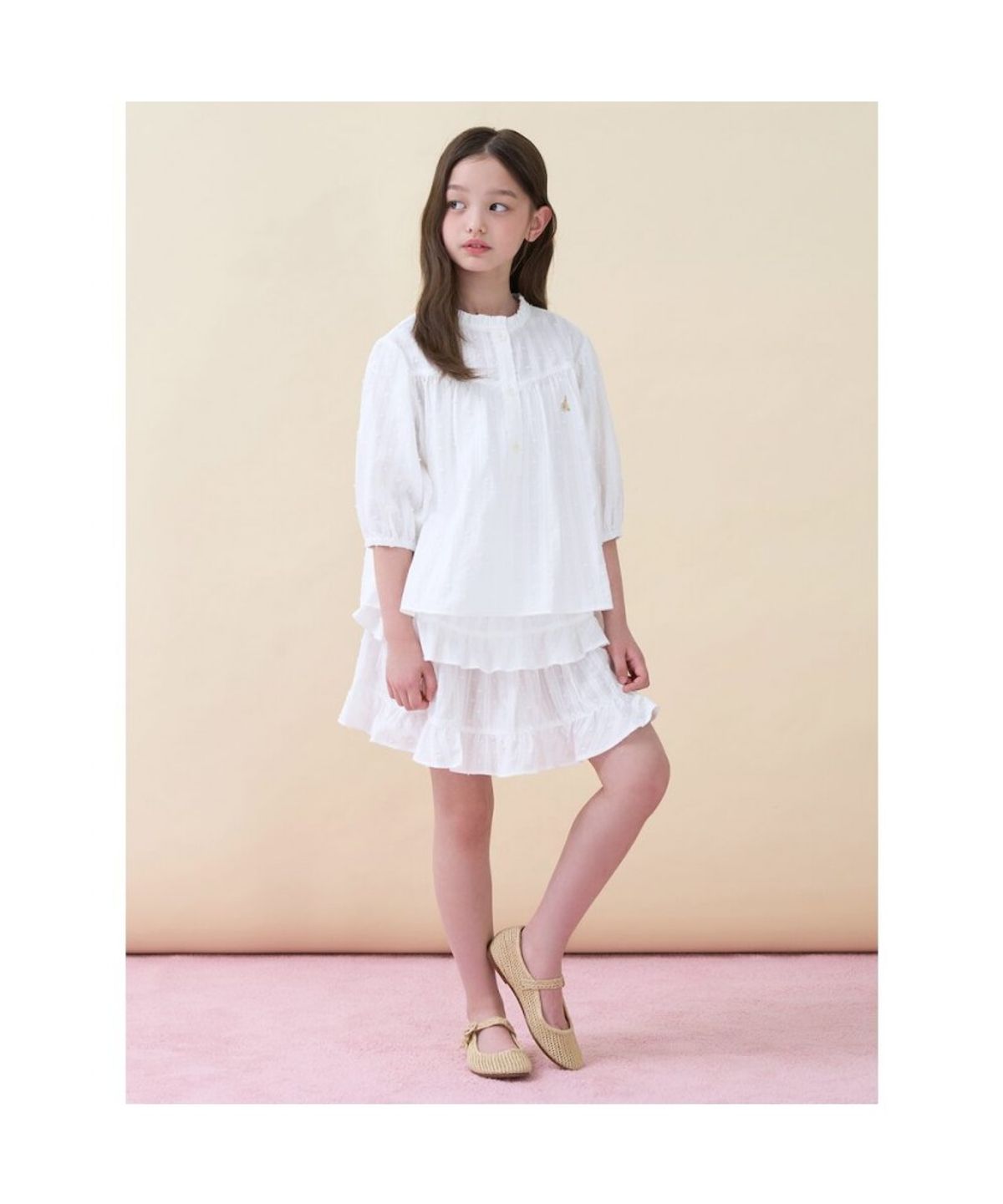 빈폴 키즈(BEANPOLE KIDS) 여아 보헤미안 셔링 블라우스  아이보리 (BI6465G010)