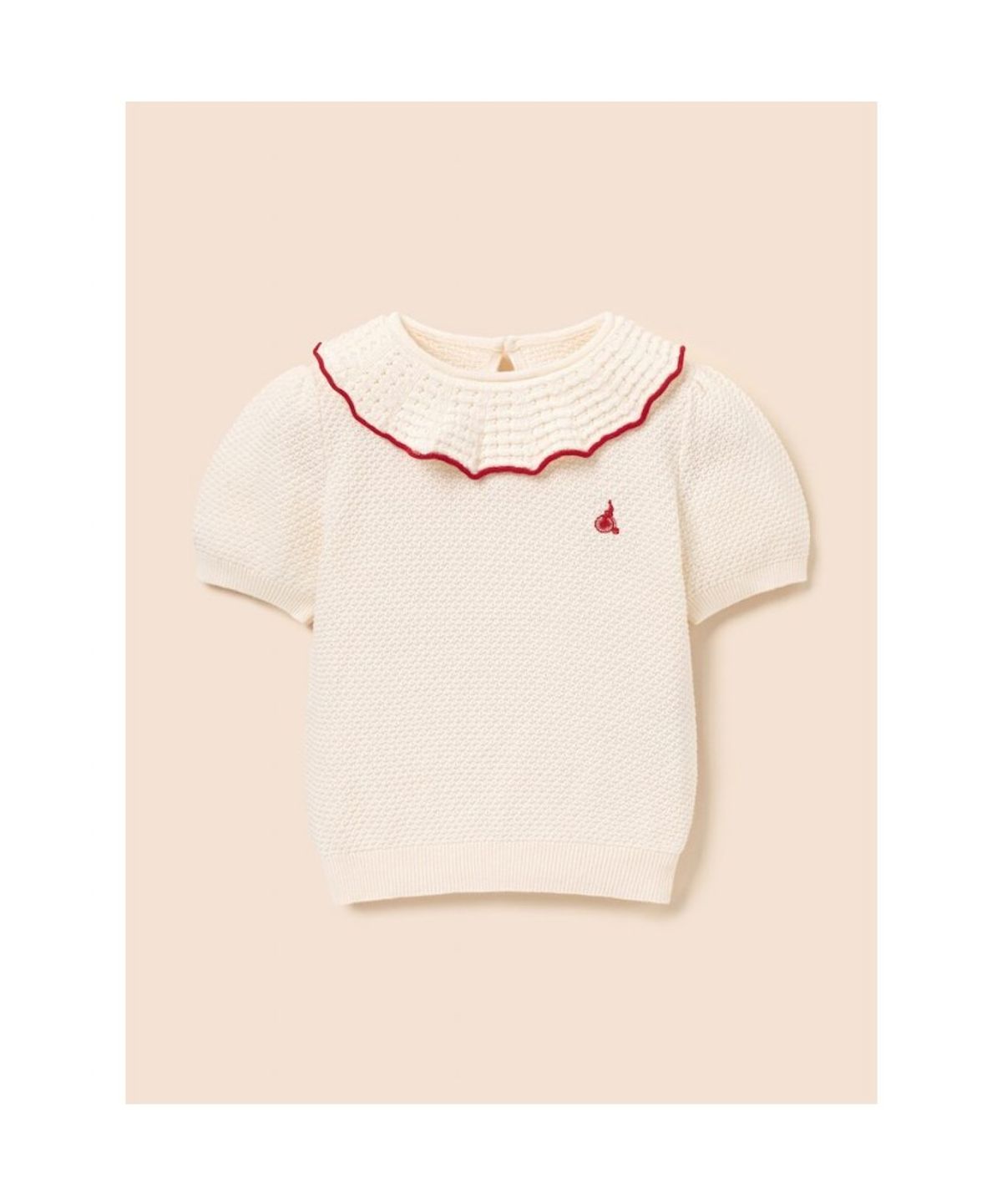 빈폴 키즈(BEANPOLE KIDS) 여아 러블리넥 면 반소매 니트  아이보리 (BI6451G020)