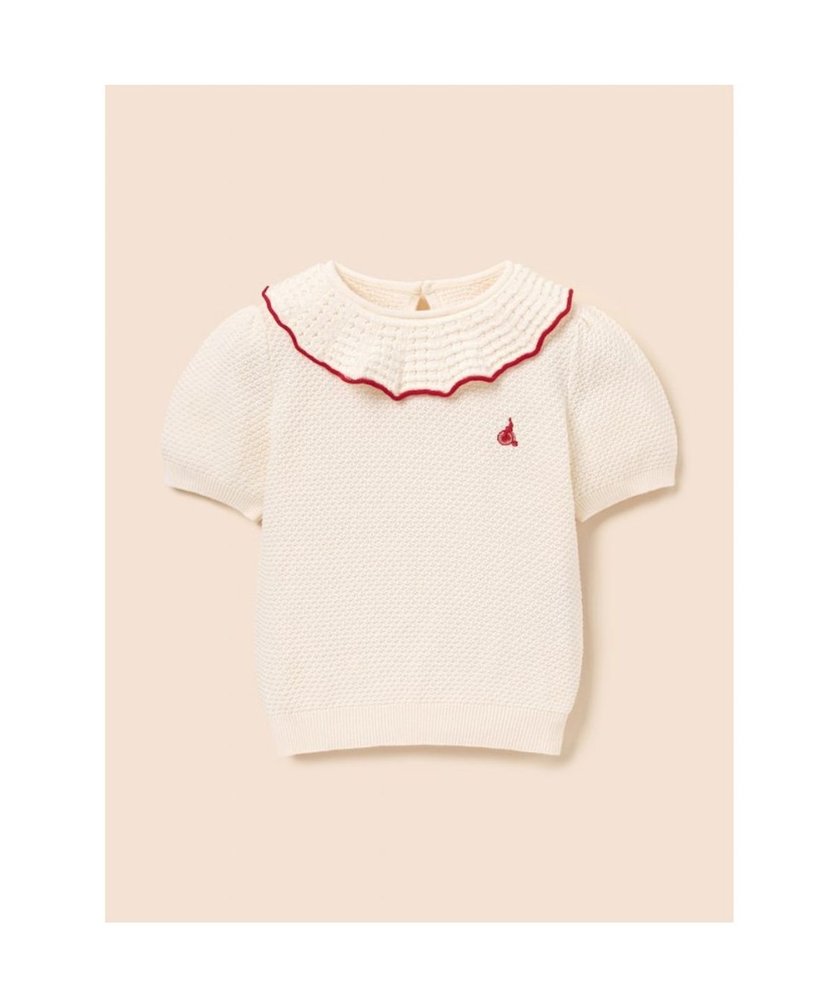 빈폴 키즈(BEANPOLE KIDS) 여아 러블리넥 면 반소매 니트  아이보리 (BI6451G020)