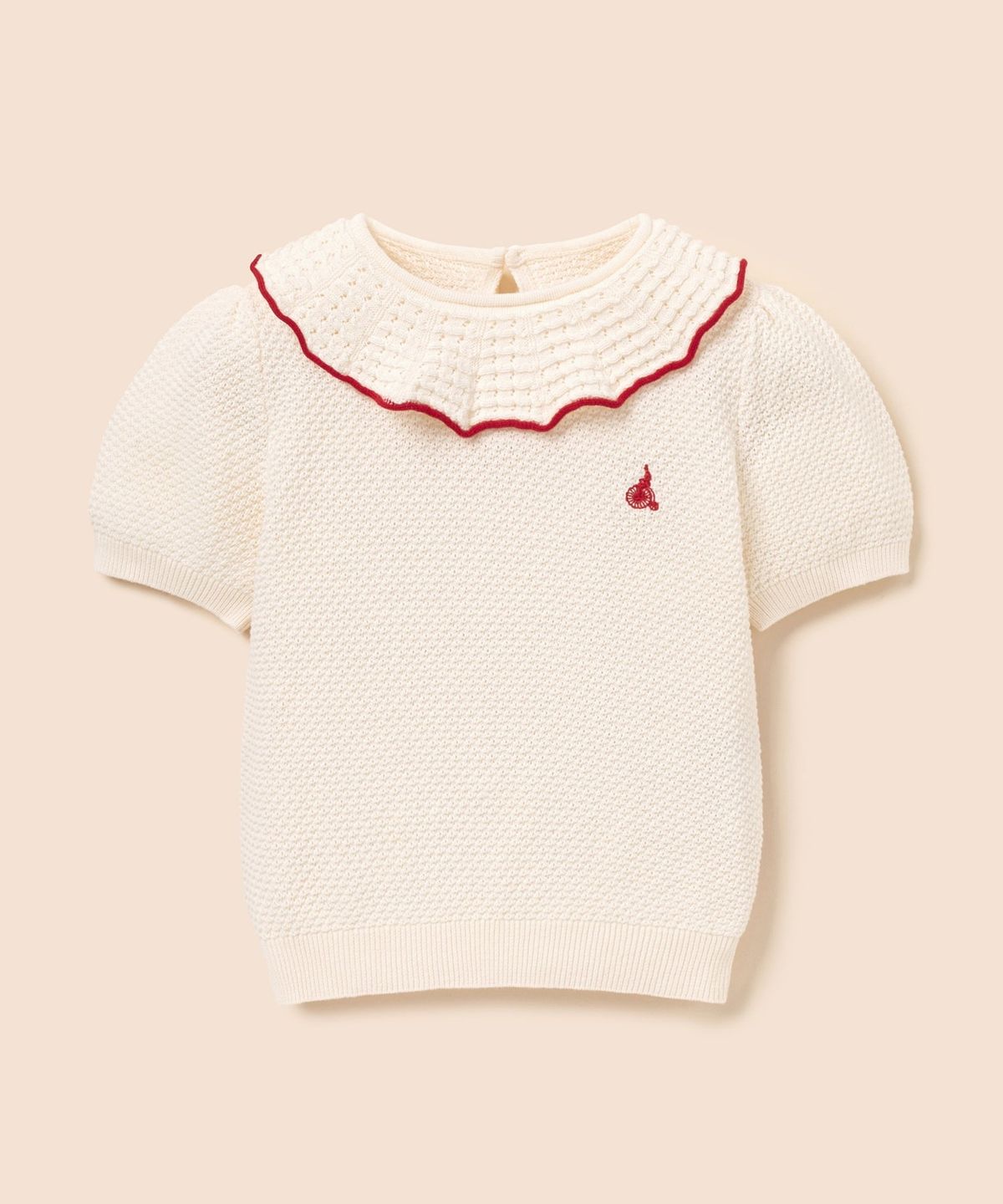 빈폴 키즈(BEANPOLE KIDS) 여아 러블리넥 면 반소매 니트  아이보리 (BI6451G020)