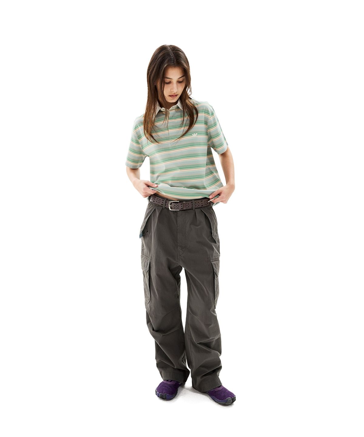 썬러브투어(SUNLOVETOUR) Striped Caddie Polo Grey