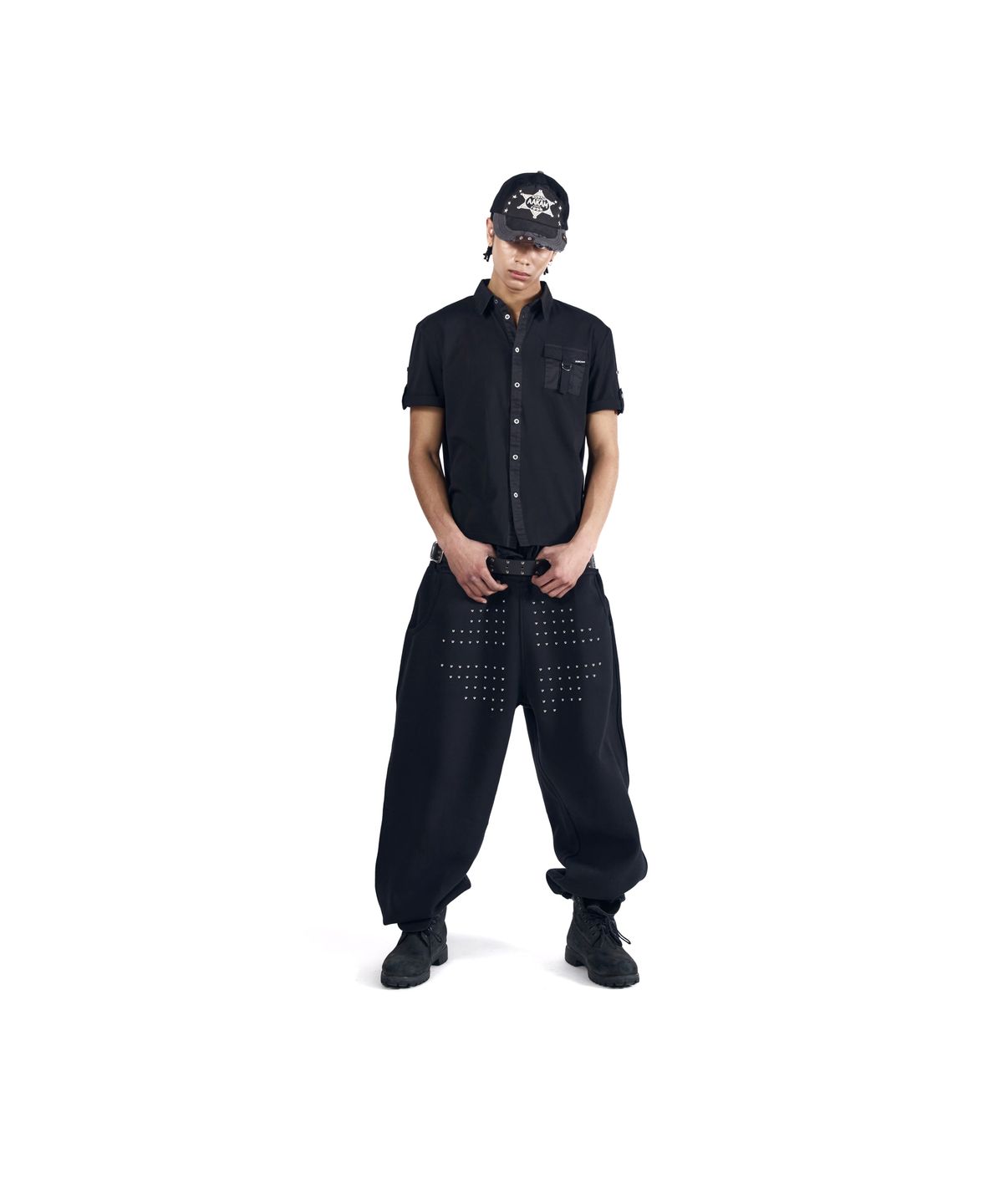 아캄(AAKAM) Roll-Up Pocket Shirts (Black)