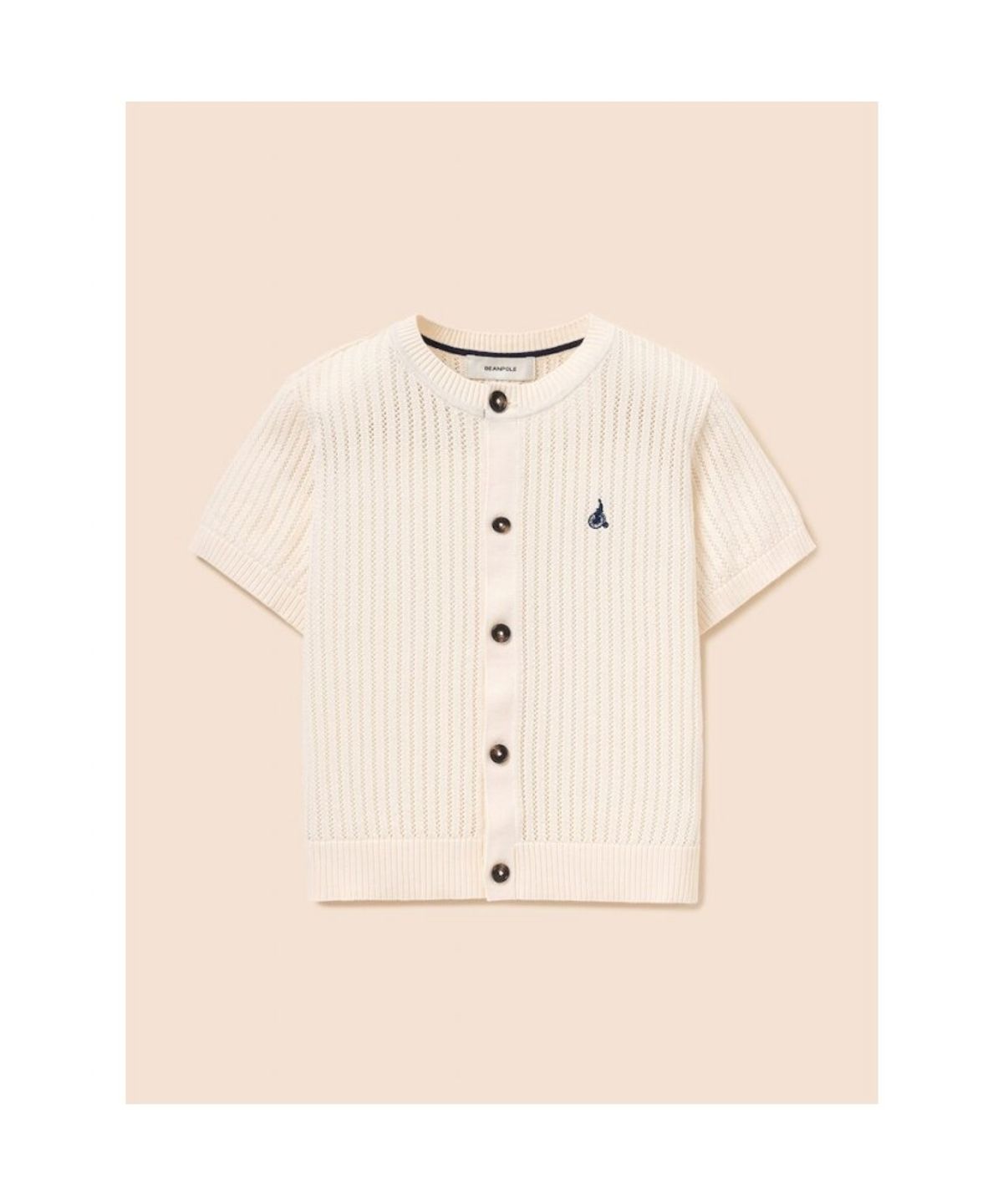 빈폴 키즈(BEANPOLE KIDS) [솔솔니트] 반소매 면 크로쉐 라운드 카디건  아이보리 (BI645AU010)