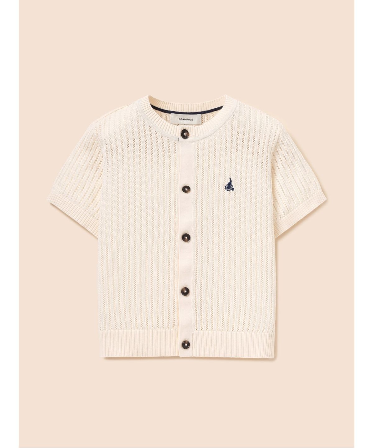 빈폴 키즈(BEANPOLE KIDS) [솔솔니트] 반소매 면 크로쉐 라운드 카디건  아이보리 (BI645AU010)