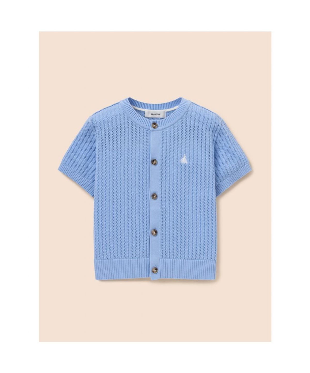 빈폴 키즈(BEANPOLE KIDS) [솔솔니트] 반소매 면 크로쉐 라운드 카디건  스카이 블루 (BI645AU01Q)