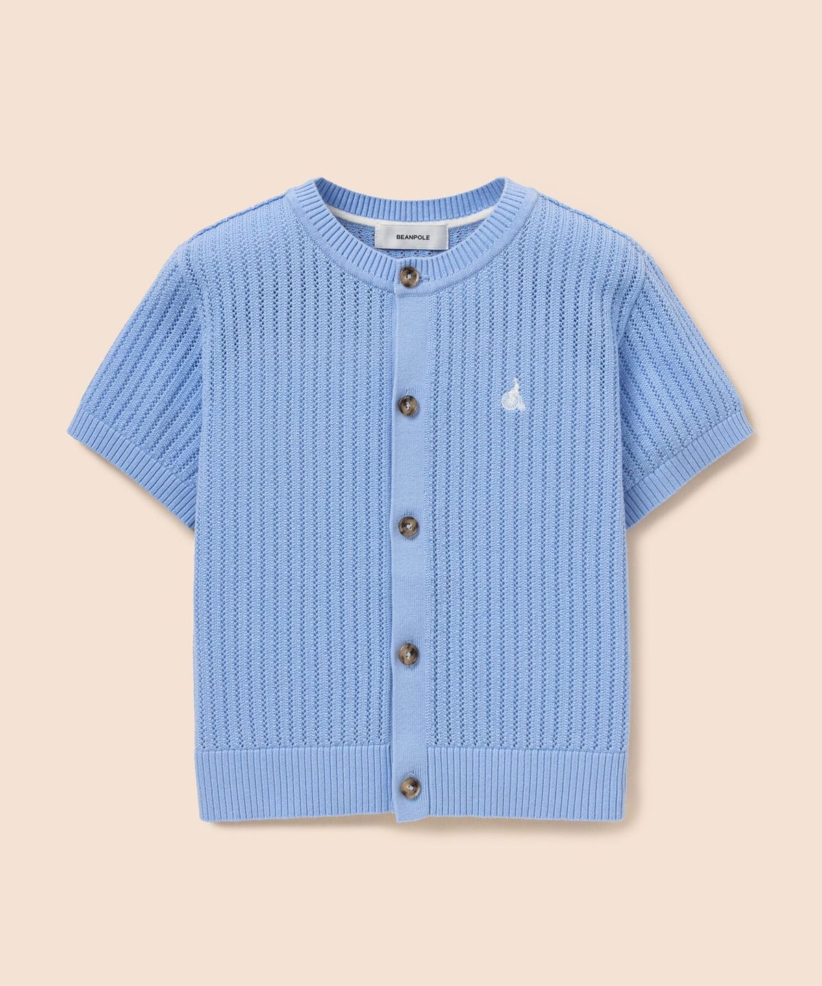빈폴 키즈(BEANPOLE KIDS) [솔솔니트] 반소매 면 크로쉐 라운드 카디건  스카이 블루 (BI645AU01Q)