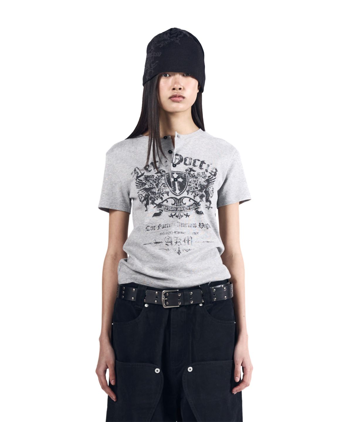 아캄(AAKAM) Shield Henry Neck Half Top (Gray)