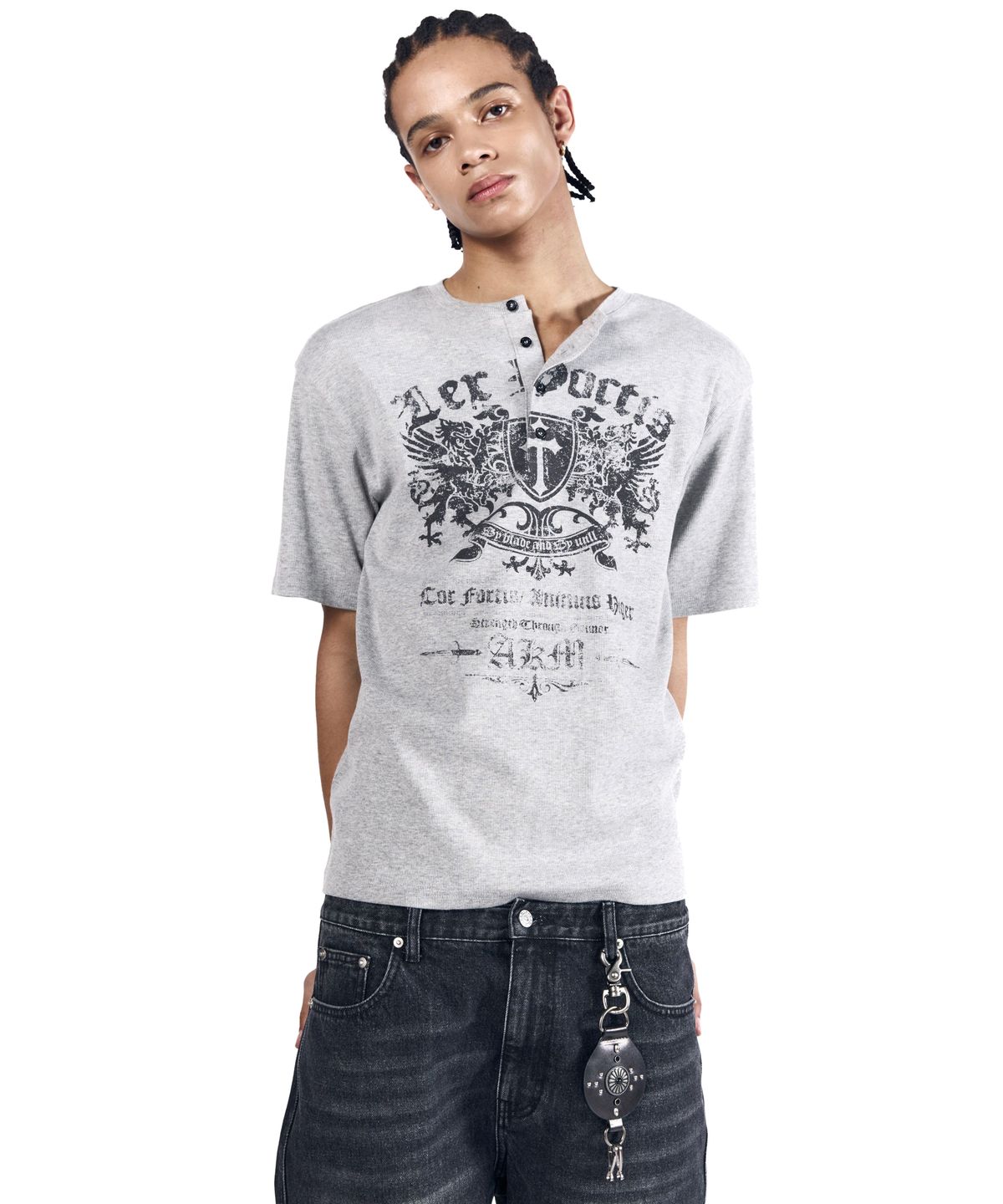 아캄(AAKAM) Shield Henry Neck Half Top (Gray)