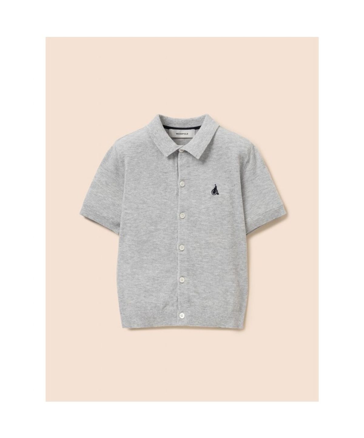 빈폴 키즈(BEANPOLE KIDS) [솔솔니트] 반소매 면 플레인 T칼라 가디건  그레이 (BI645AU023)