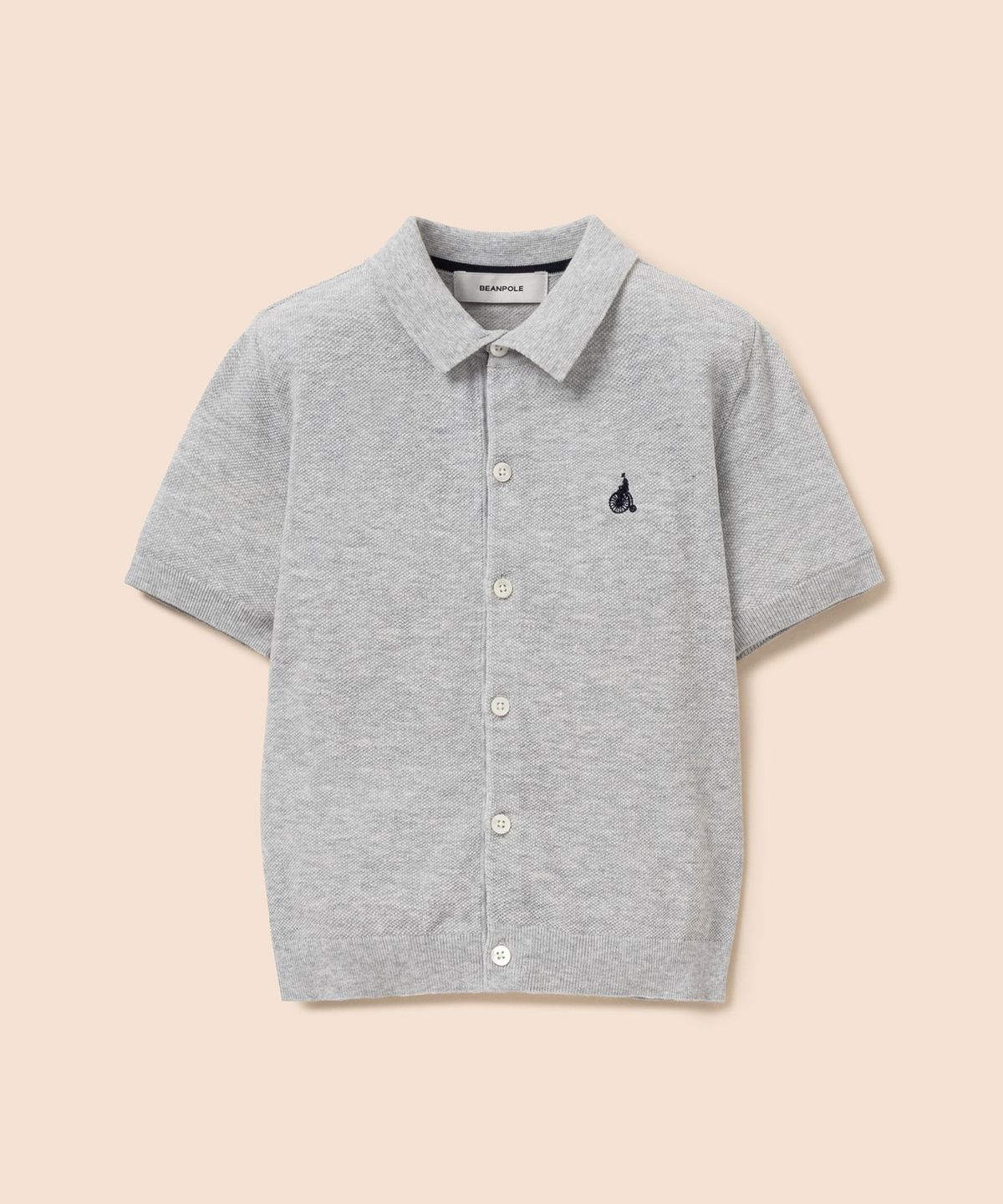 빈폴 키즈(BEANPOLE KIDS) [솔솔니트] 반소매 면 플레인 T칼라 가디건  그레이 (BI645AU023)