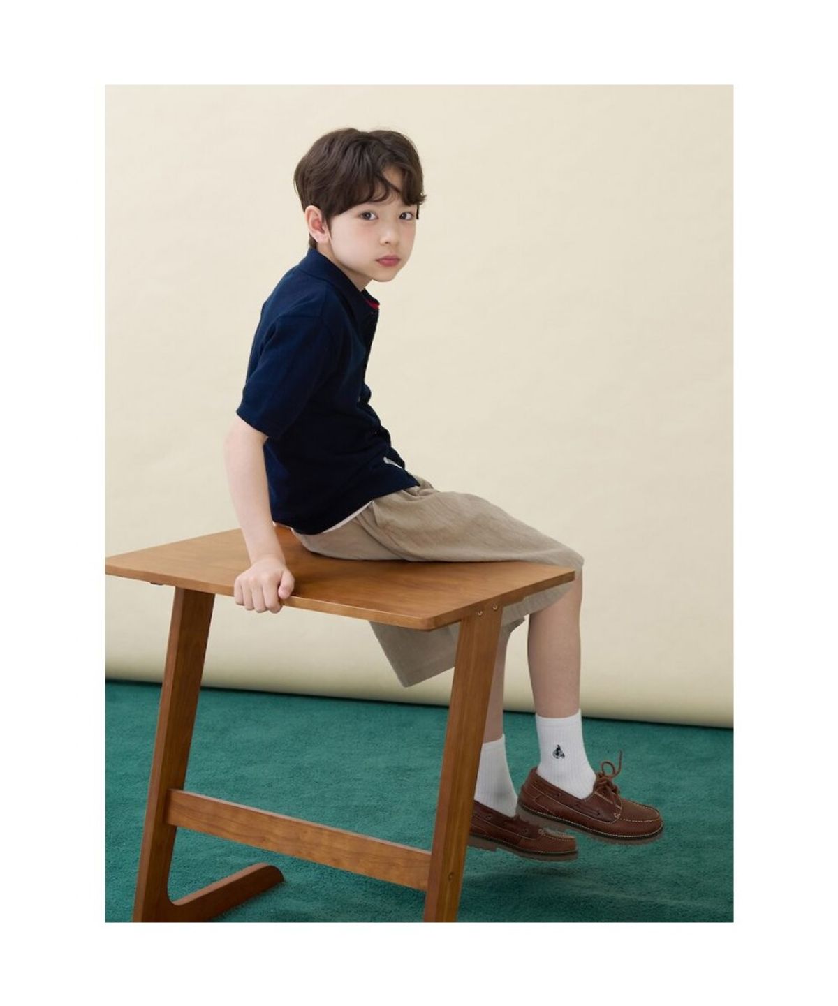 빈폴 키즈(BEANPOLE KIDS) [솔솔니트] 반소매 면 플레인 T칼라 가디건  네이비 (BI645AU02R)