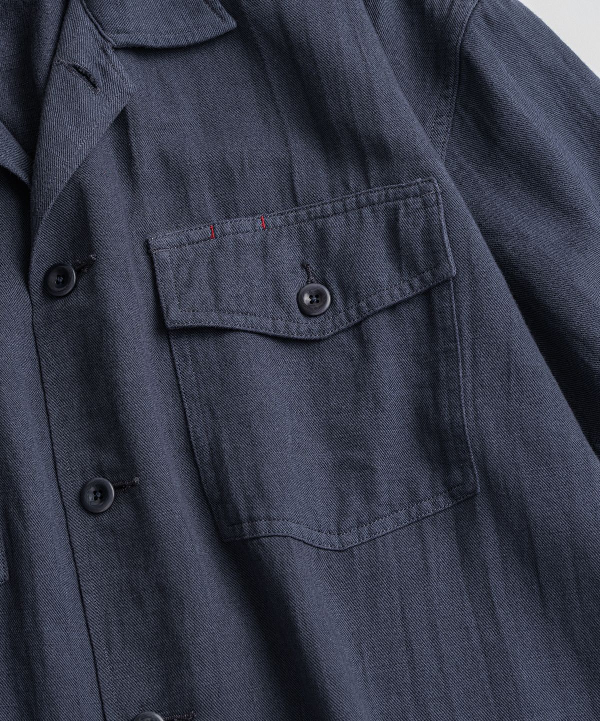 비헤비어(BEHEAVYER) DYED FATIGUE 1/2 SHIRTS vintage purple