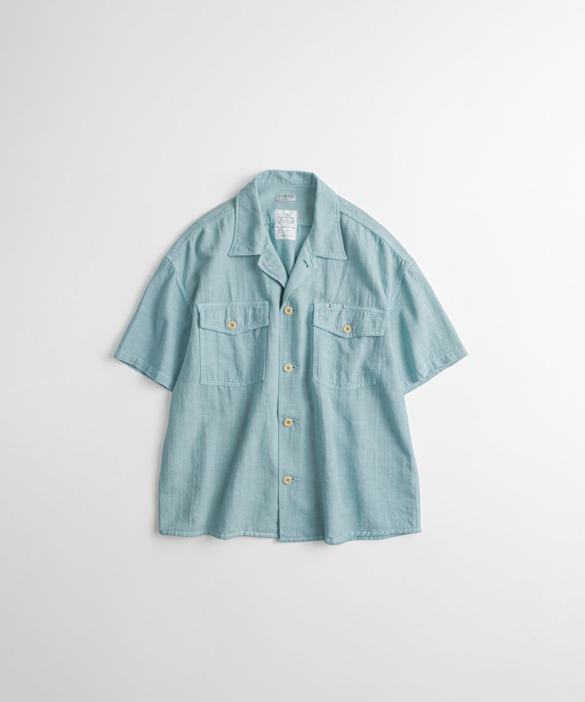 비헤비어(BEHEAVYER) DYED FATIGUE 1/2 SHIRTS sky blue