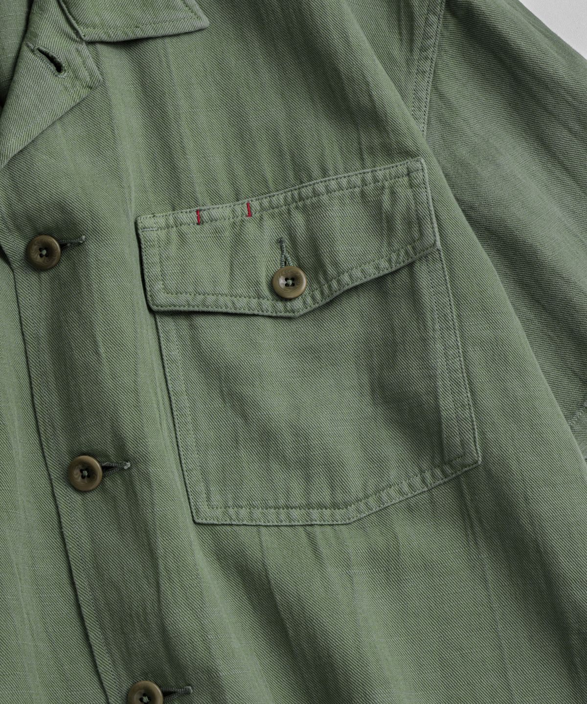 비헤비어(BEHEAVYER) DYED FATIGUE 1/2 SHIRTS olive
