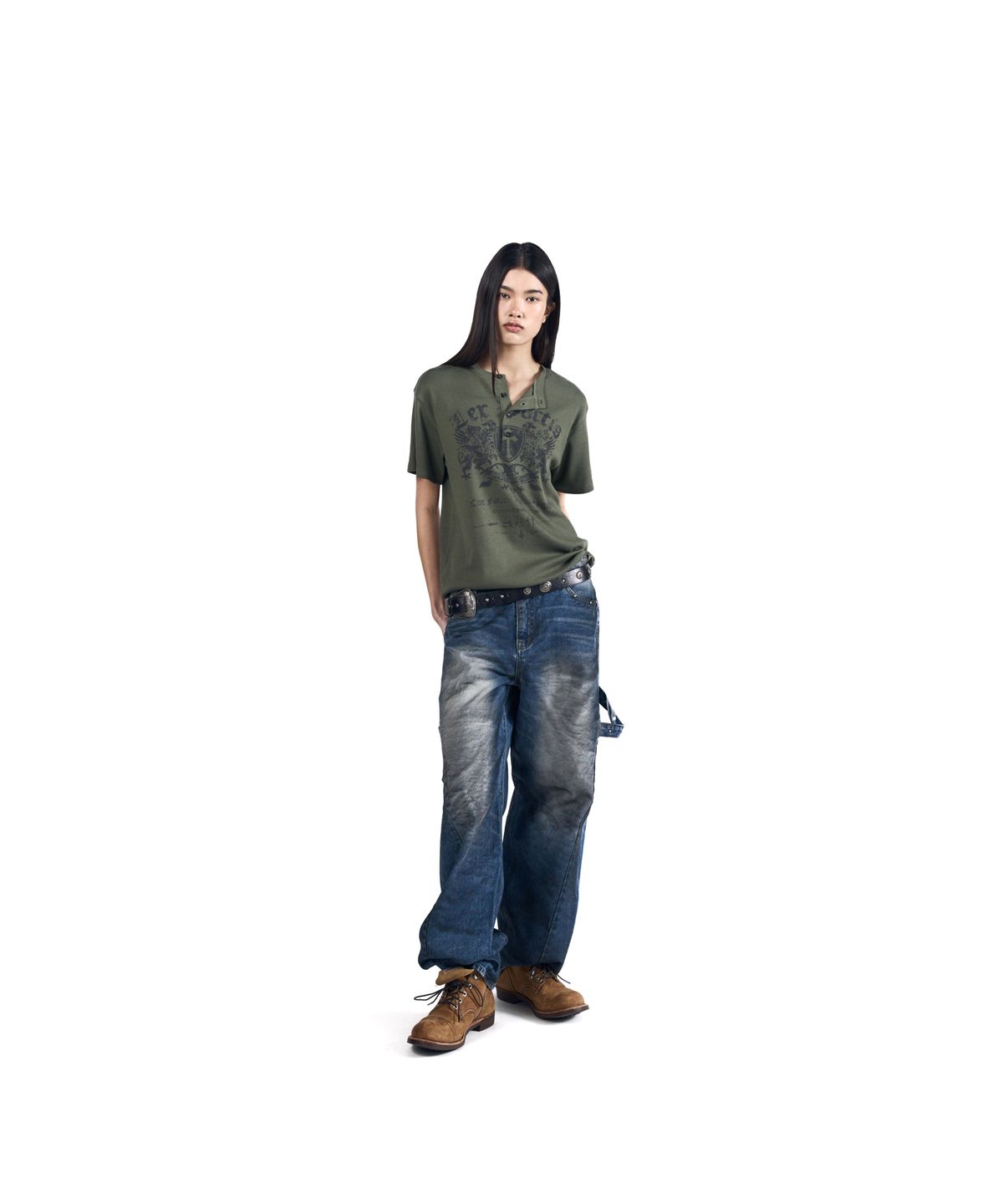 아캄(AAKAM) Shield Henry Neck Half Top (Khaki)