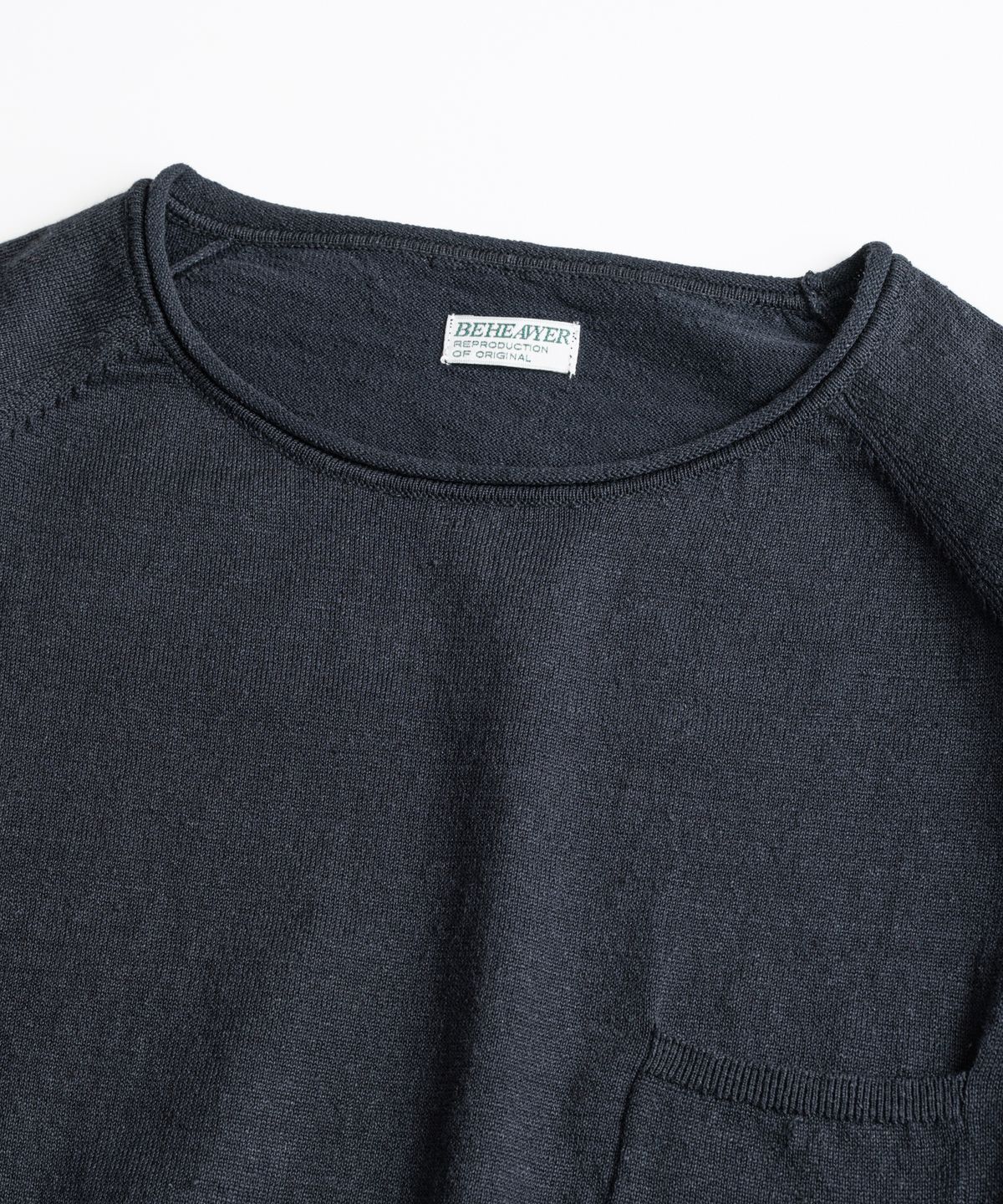 비헤비어(BEHEAVYER) EUROPEAN FLAX™ LINEN ROLL NECK 1/2 KNIT ink navy