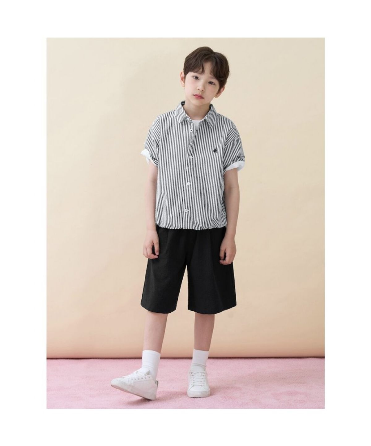 빈폴 키즈(BEANPOLE KIDS) 클래식 시어서커 상하 세트  블랙 (BI6465U015)
