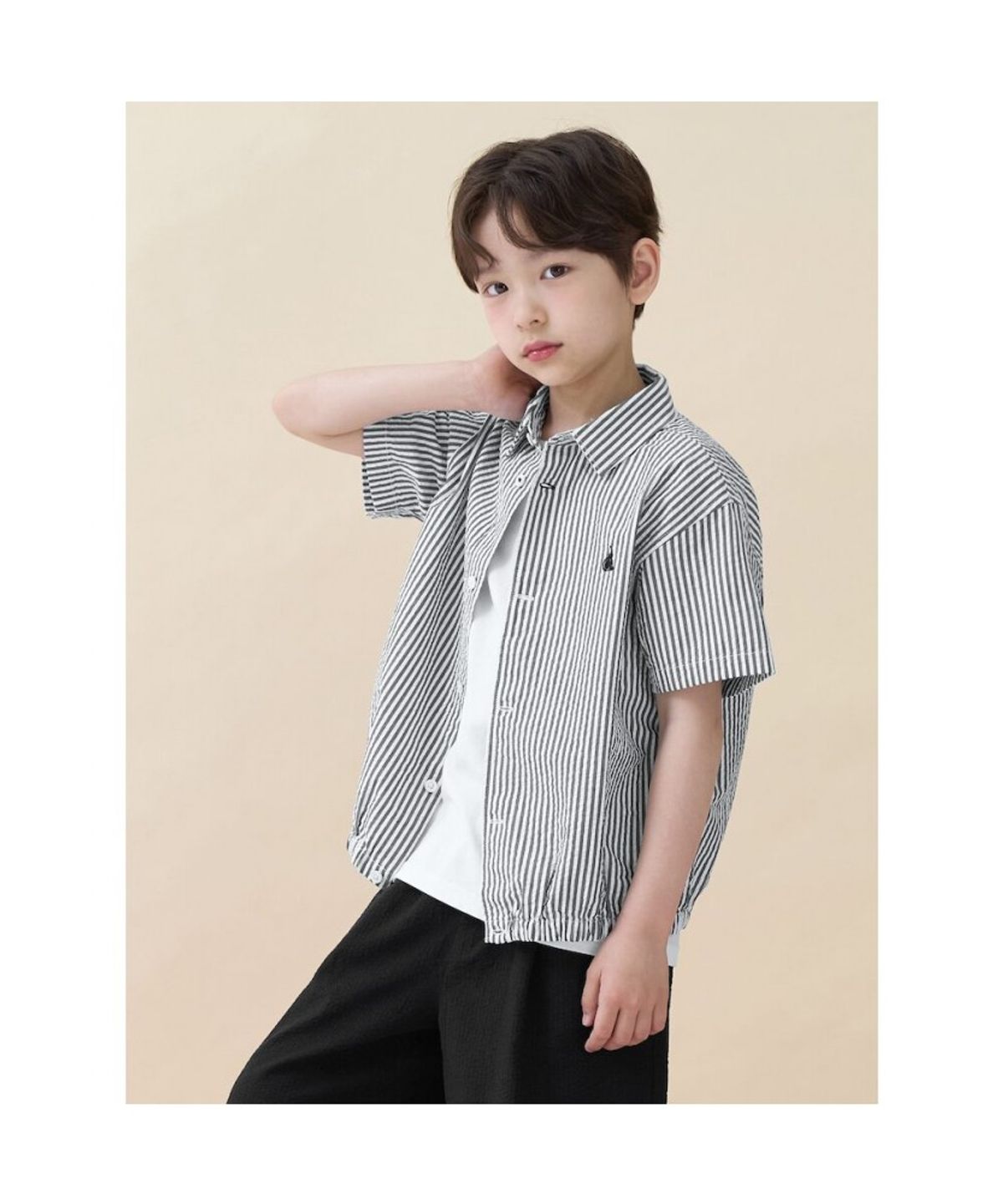 빈폴 키즈(BEANPOLE KIDS) 클래식 시어서커 상하 세트  블랙 (BI6465U015)