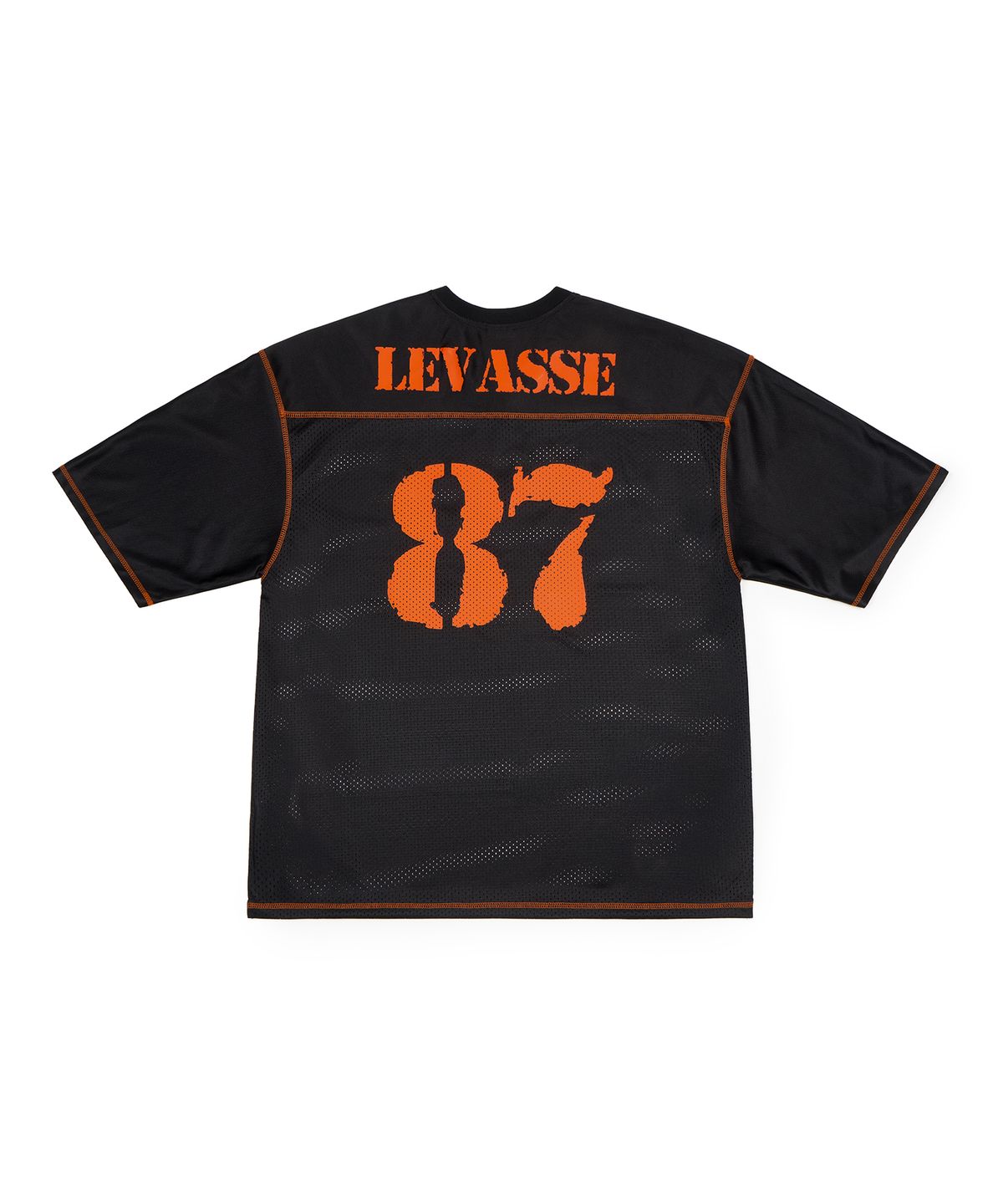 르바세(LEVASSE) Mesh Rugby Shirt – Black (Orange Logo)