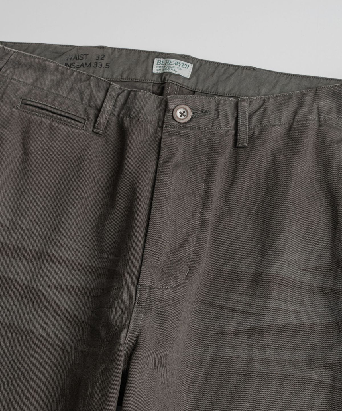 비헤비어(BEHEAVYER) USED 1942 CHINO TROUSERS d.brown