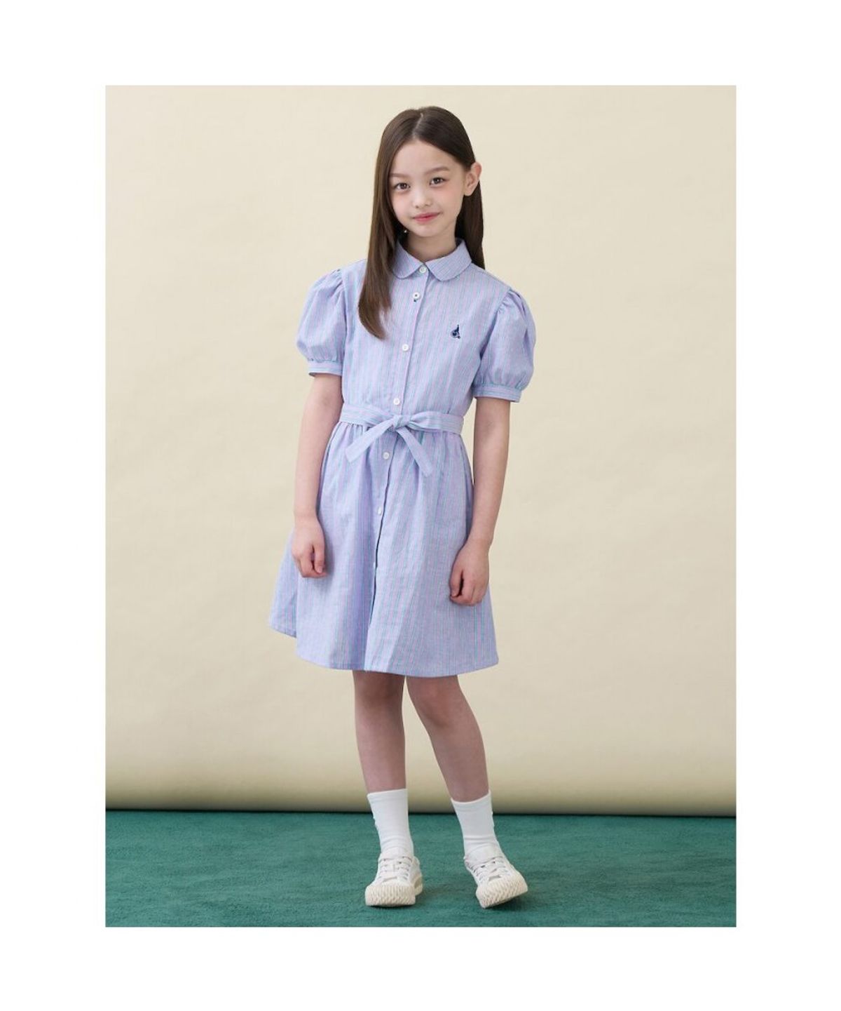 빈폴 키즈(BEANPOLE KIDS) 리넨 멀티 스트라이프 셔츠형 원피스 (BI6471G04V)