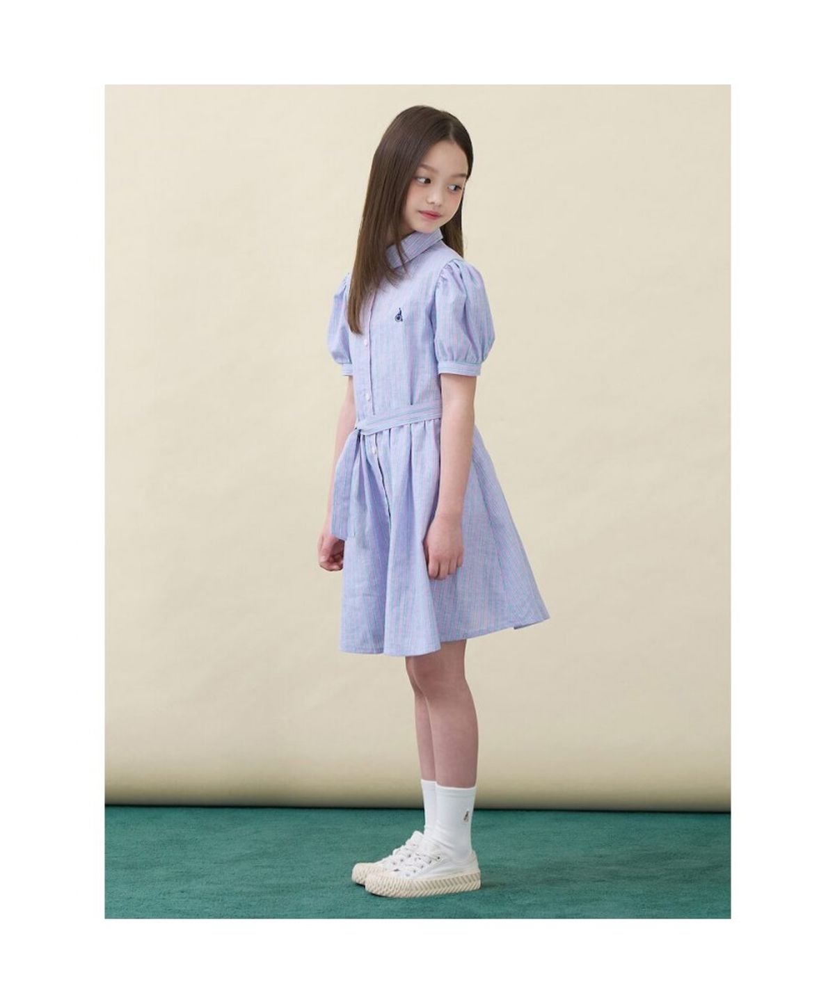 빈폴 키즈(BEANPOLE KIDS) 리넨 멀티 스트라이프 셔츠형 원피스 (BI6471G04V)