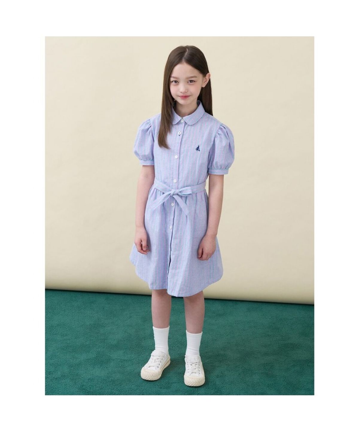 빈폴 키즈(BEANPOLE KIDS) 리넨 멀티 스트라이프 셔츠형 원피스 (BI6471G04V)