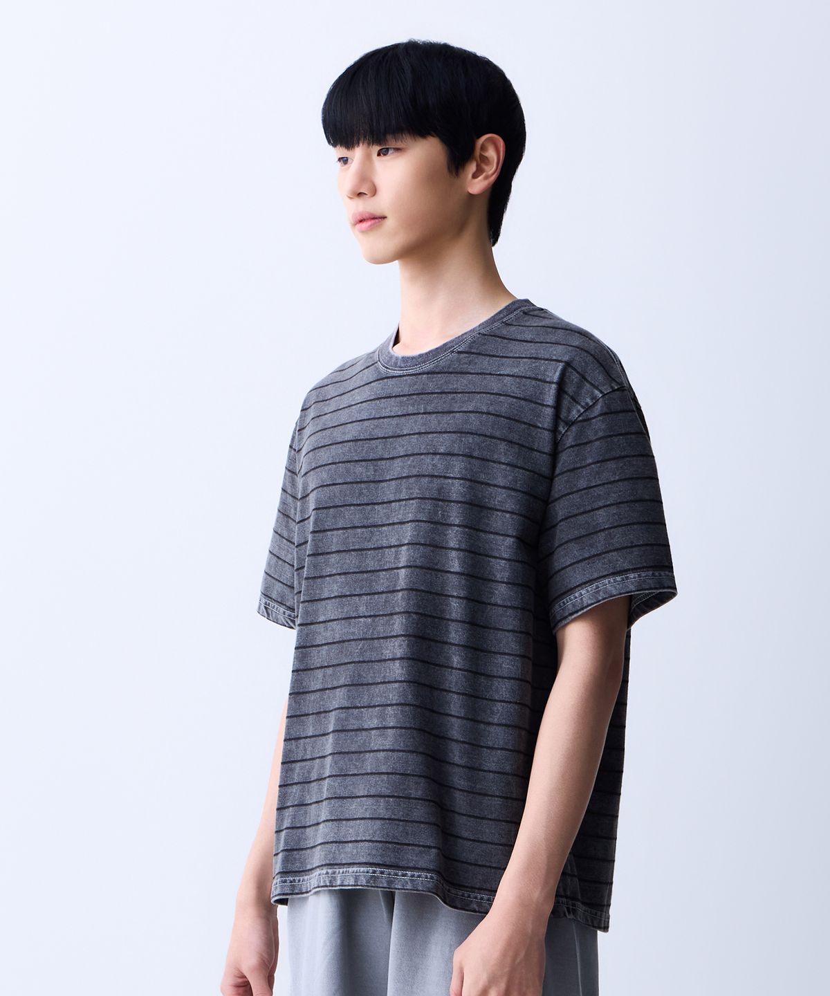 에이던엠(ADERNM) 썸머 데일리 워시드 빅 스트라이프 오버핏 티셔츠