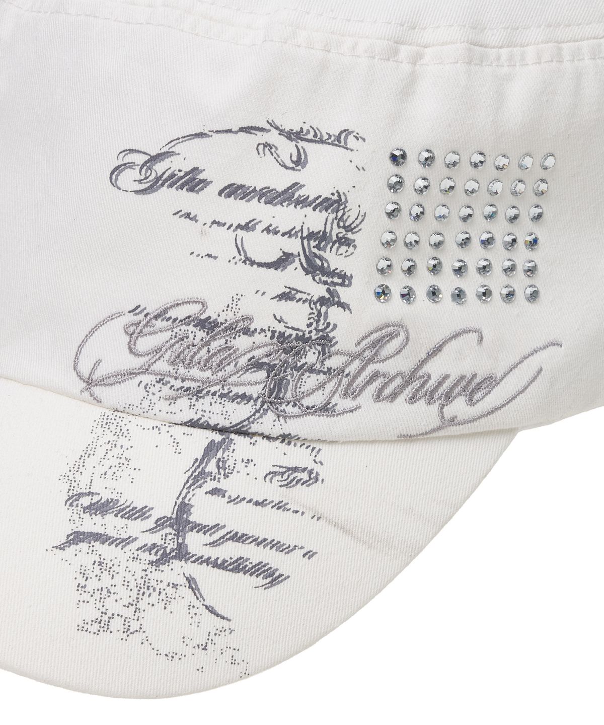 길라아카이브(GILAARCHIVE) LETTERING GRAPHIC MILITARY CAP_WHITE