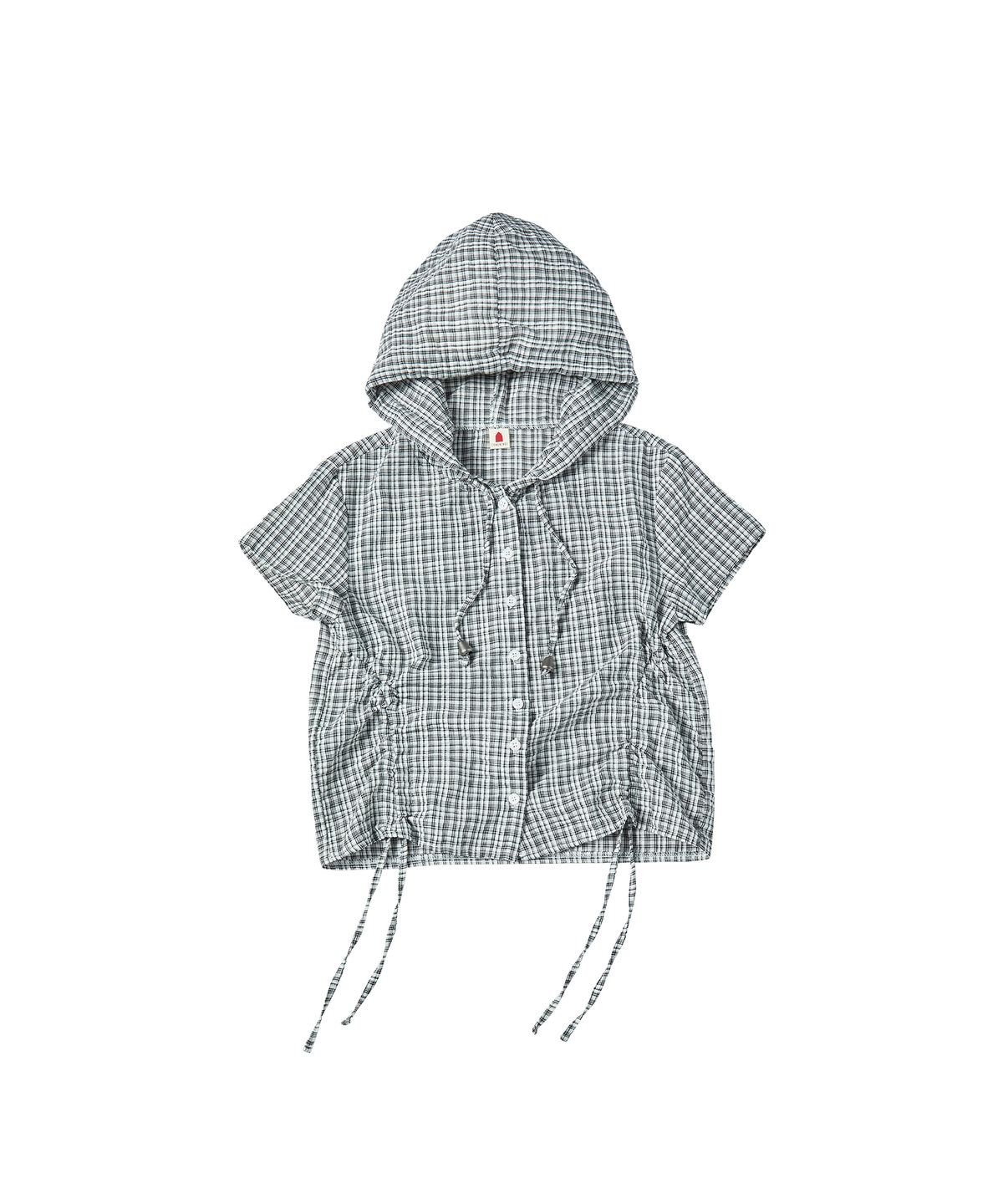 꼬모니노즈(COMONINOZ) W SHIRRING HOOD SHIRT [BLACK]