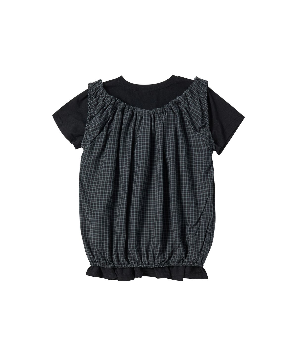 꼬모니노즈(COMONINOZ) W CHECK BLOUSE SET [BLACK]