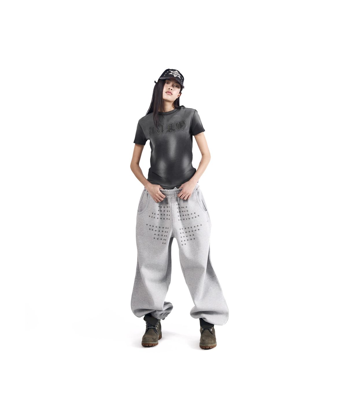 아캄(AAKAM) Reverse Patch Waffle Half Top (Dark Gray)