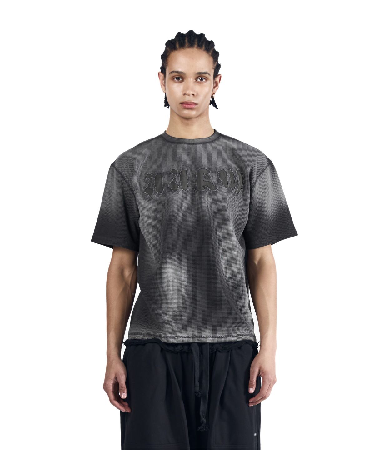 아캄(AAKAM) Reverse Patch Waffle Half Top (Dark Gray)