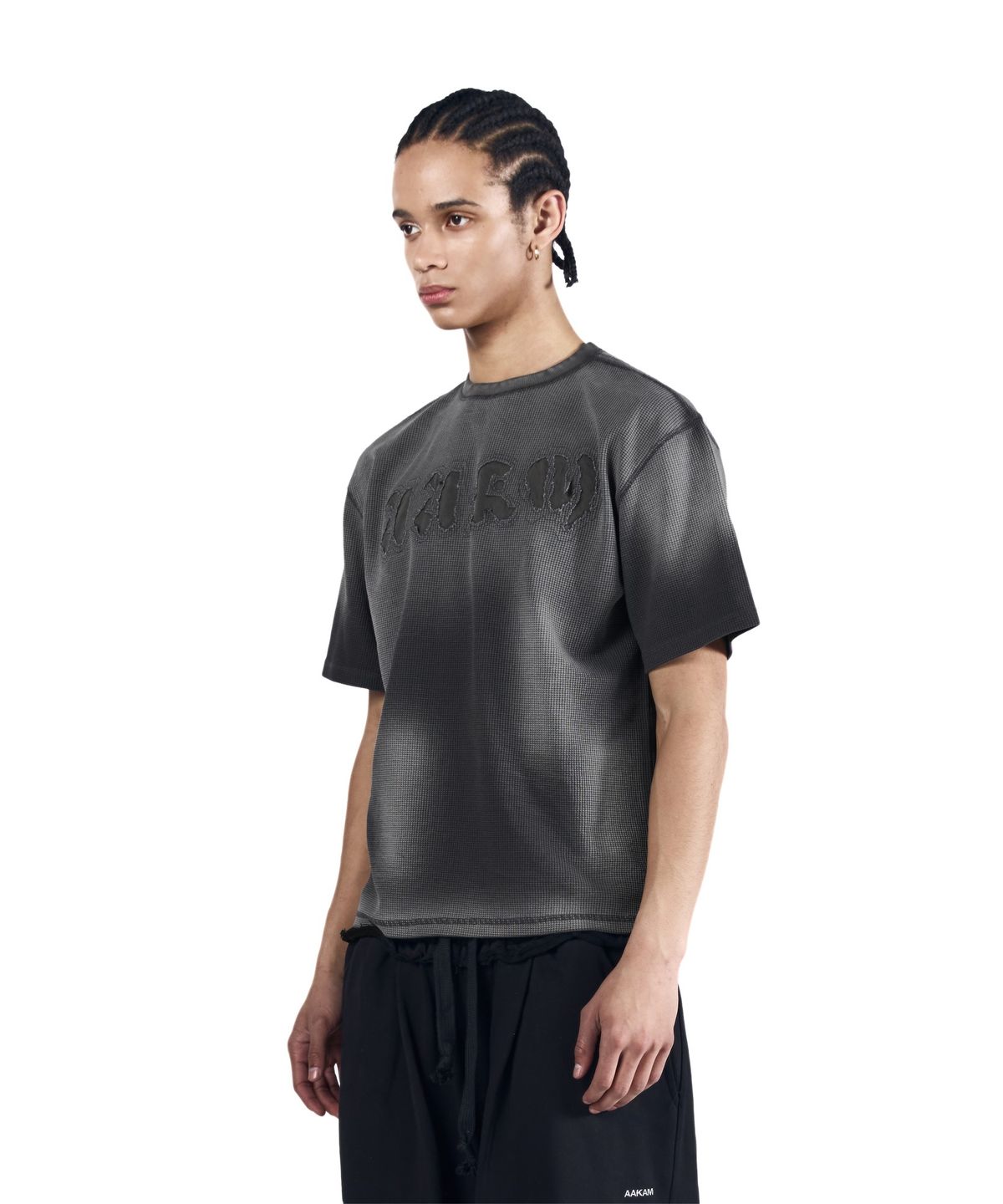 아캄(AAKAM) Reverse Patch Waffle Half Top (Dark Gray)
