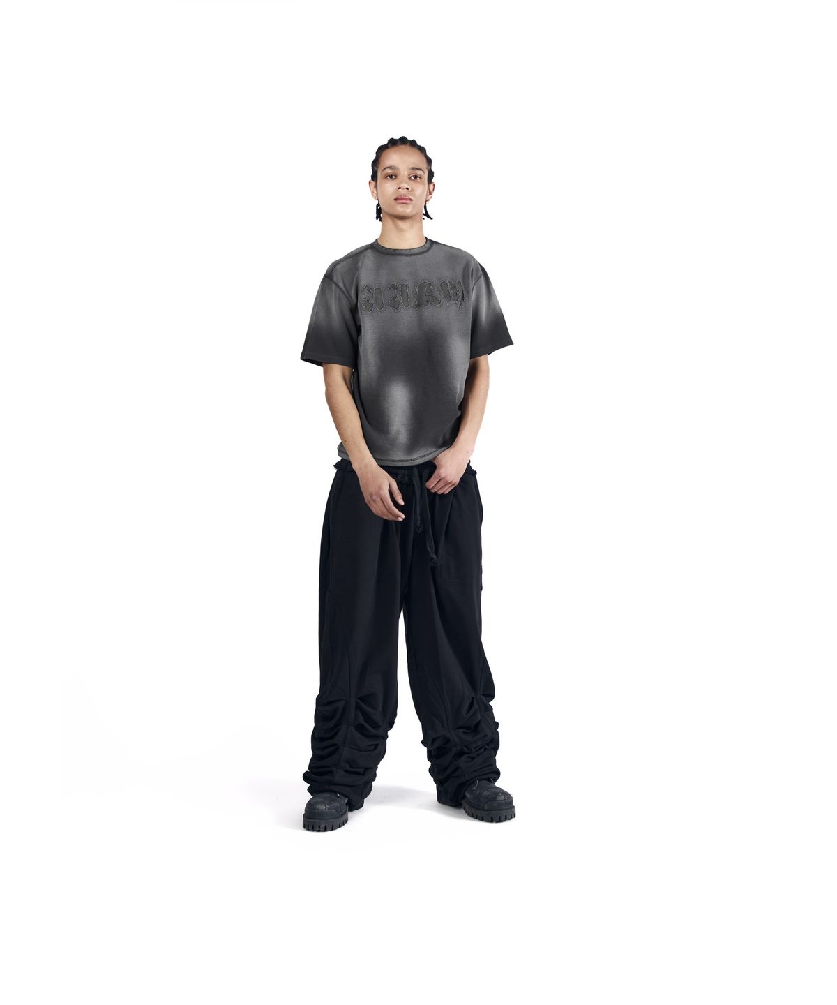 아캄(AAKAM) Reverse Patch Waffle Half Top (Dark Gray)