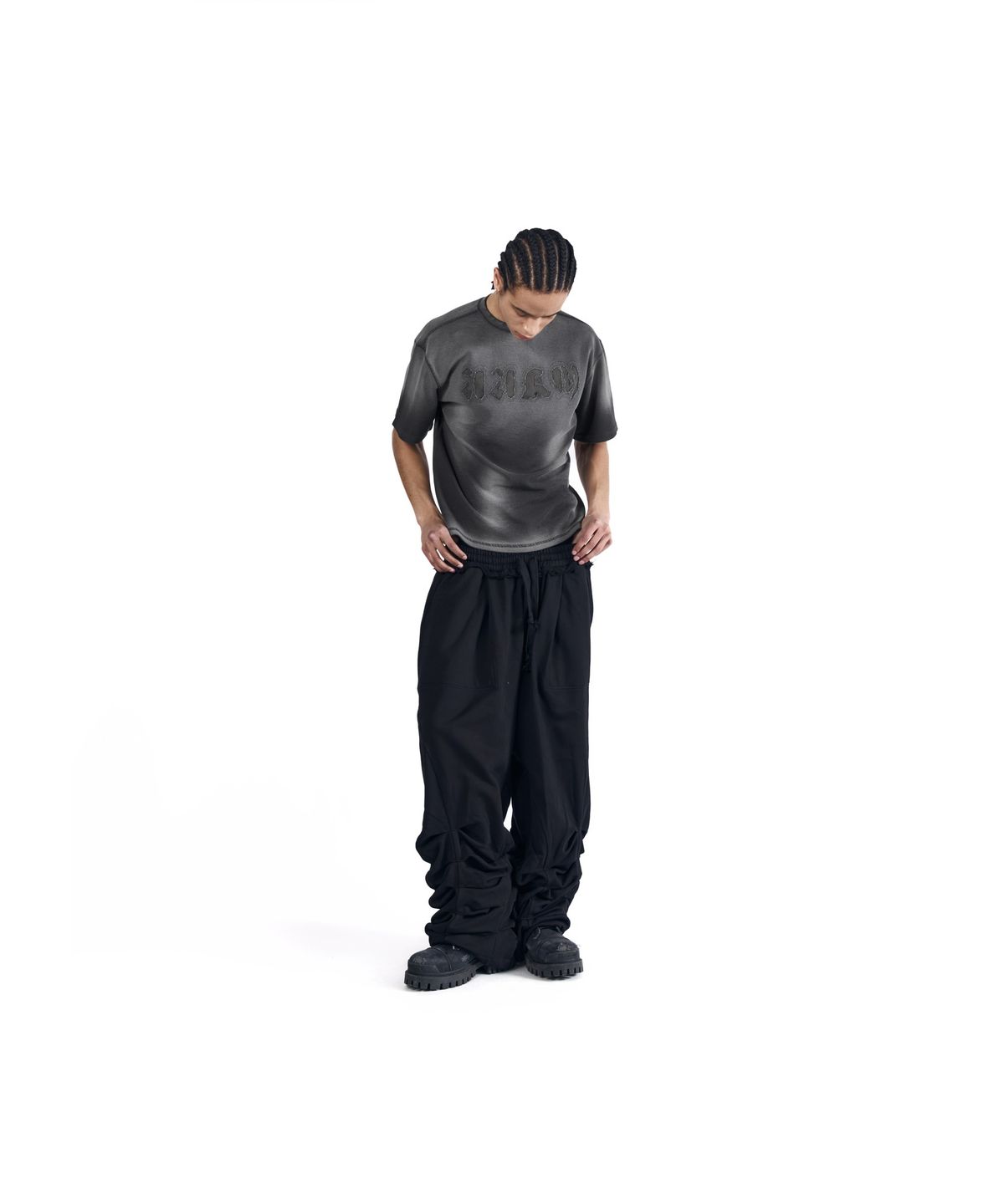 아캄(AAKAM) Reverse Patch Waffle Half Top (Dark Gray)