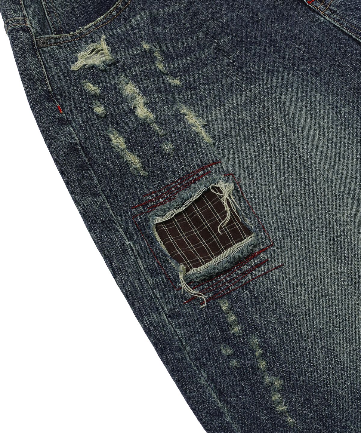 메인부스(MAINBOOTH) Repaired Denim Shorts(BLUE)