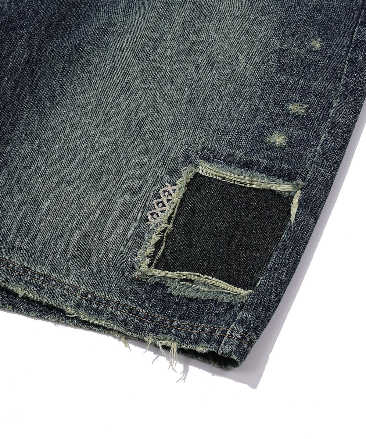 메인부스(MAINBOOTH) Repaired Denim Shorts(BLUE)