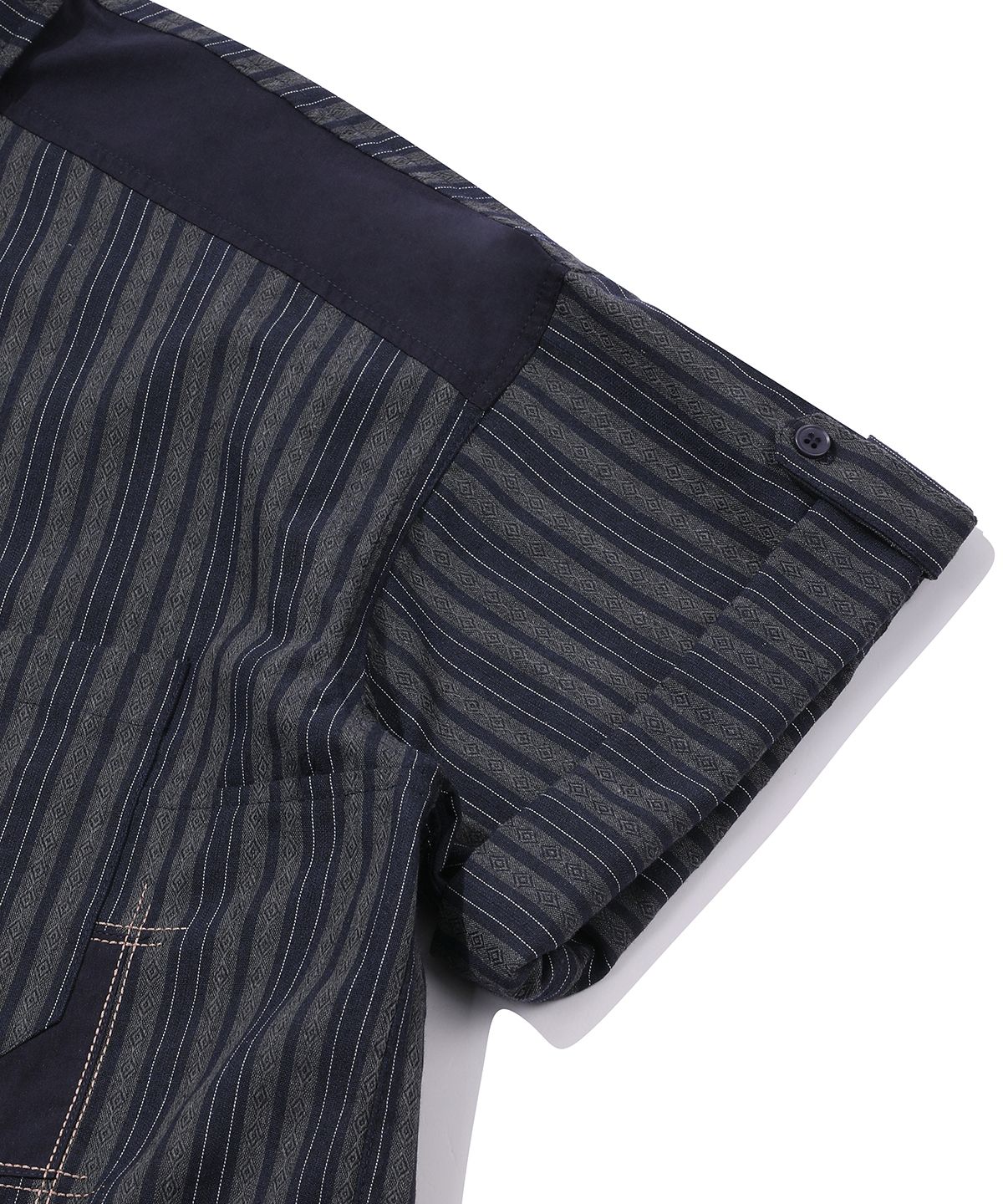 메인부스(MAINBOOTH) Patchwork Roll-up Shirt(NAVY)