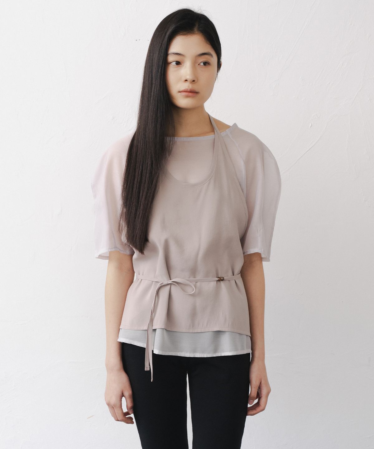 애프터글로울(AFTERGLOWOOL) String Halter Neck Sleeveless Top-Grey