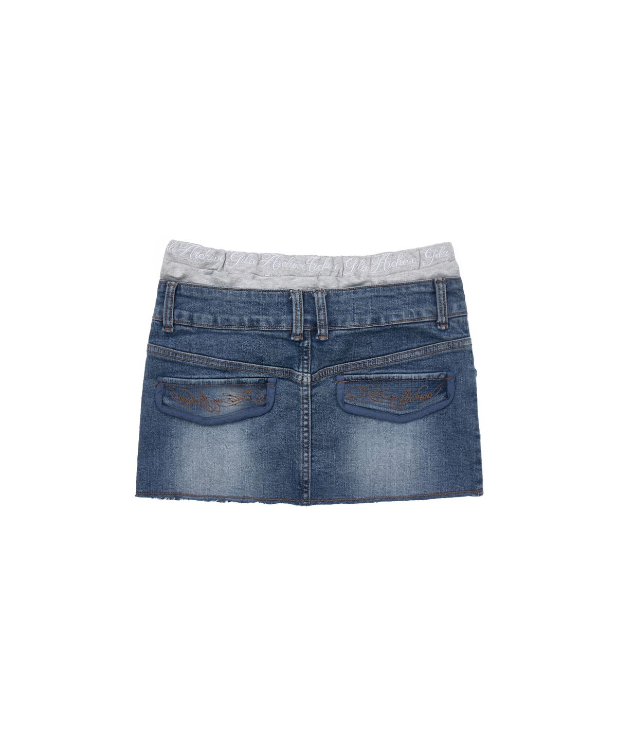길라아카이브(GILAARCHIVE) LAYERED WAIST DENIM SKIRTS_BLUE