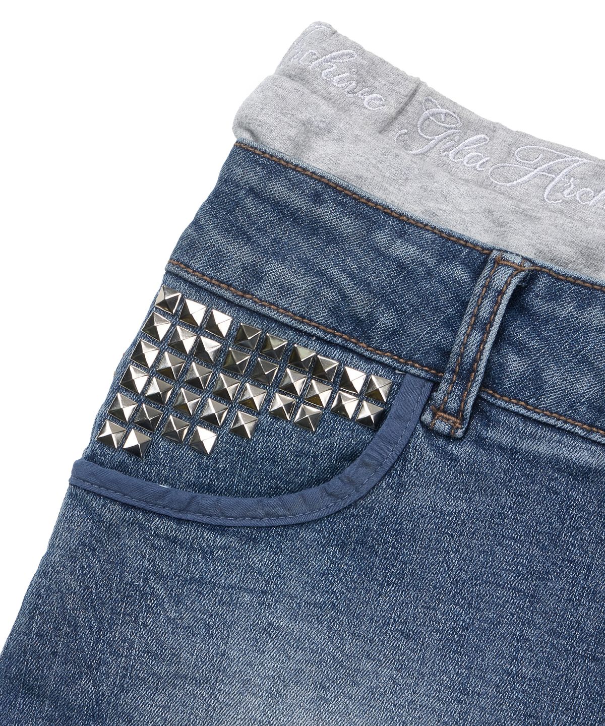 길라아카이브(GILAARCHIVE) LAYERED WAIST DENIM SKIRTS_BLUE