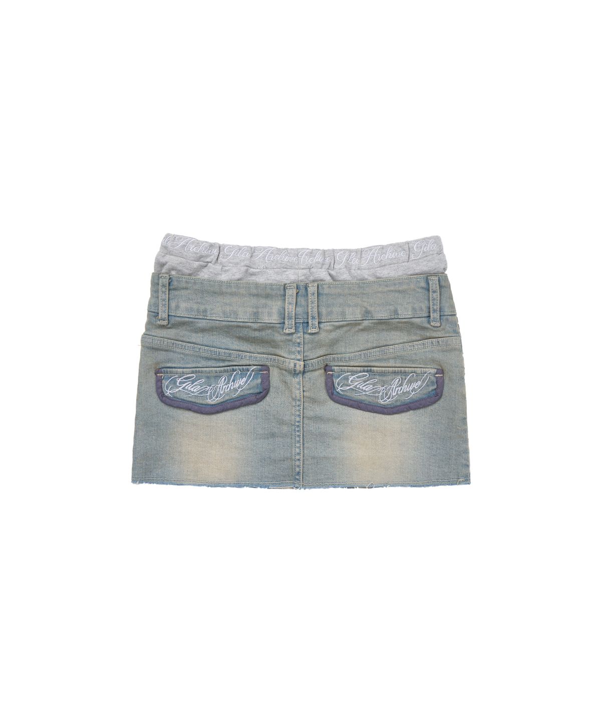 길라아카이브(GILAARCHIVE) LAYERED WAIST DENIM SKIRTS_LIGHT BLUE