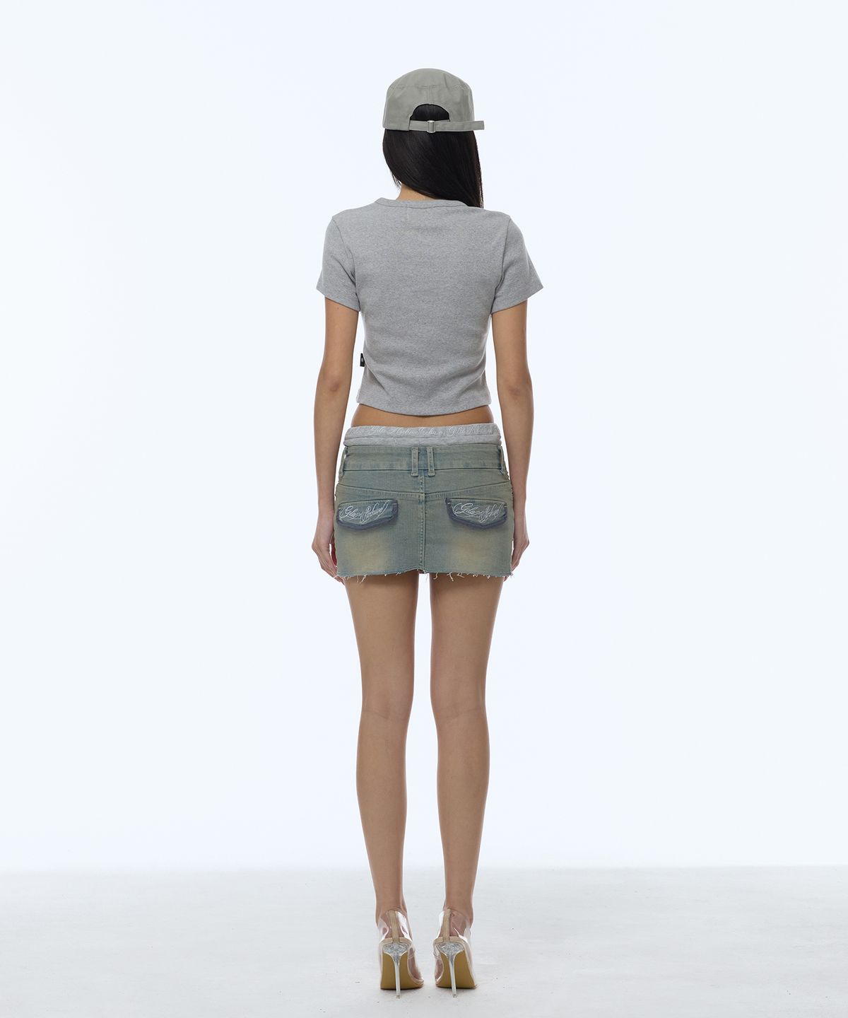 길라아카이브(GILAARCHIVE) LAYERED WAIST DENIM SKIRTS_LIGHT BLUE