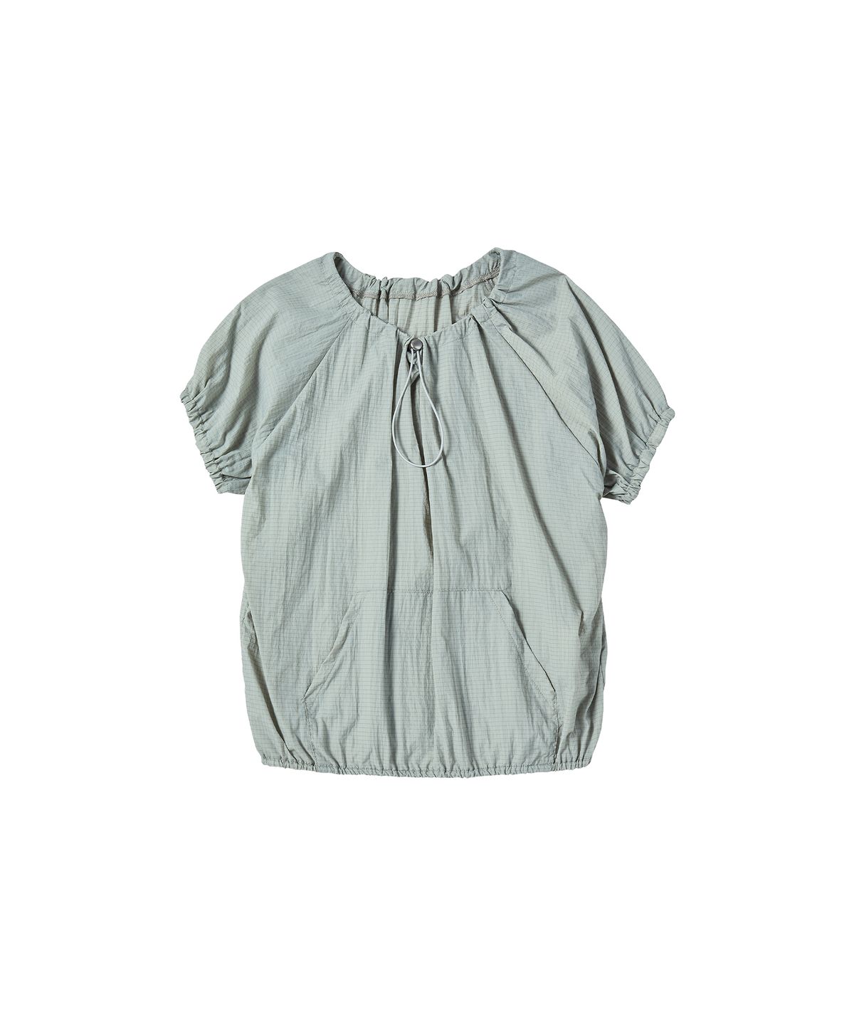 꼬모니노즈(COMONINOZ) W NYLON CHECK T-SHIRT [GRAY]