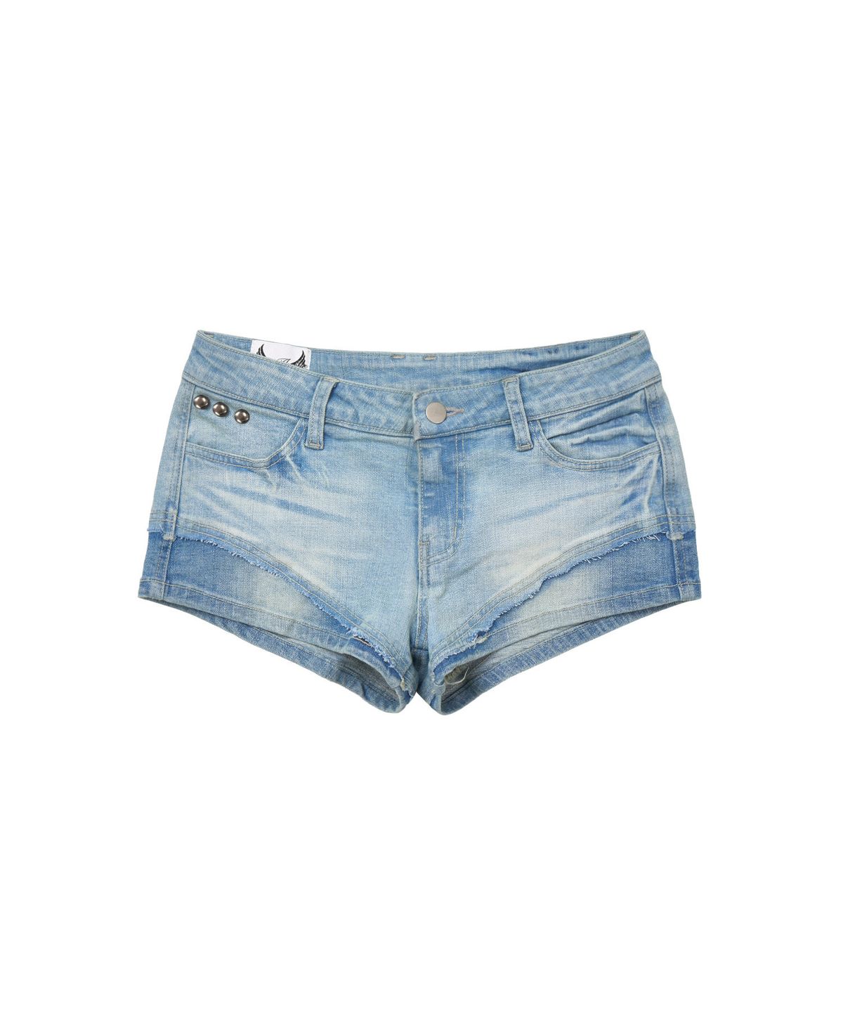 길라아카이브(GILAARCHIVE) RAW EDGE SCRIPT LOGO DENIM SHORTS_LIGHT BLUE