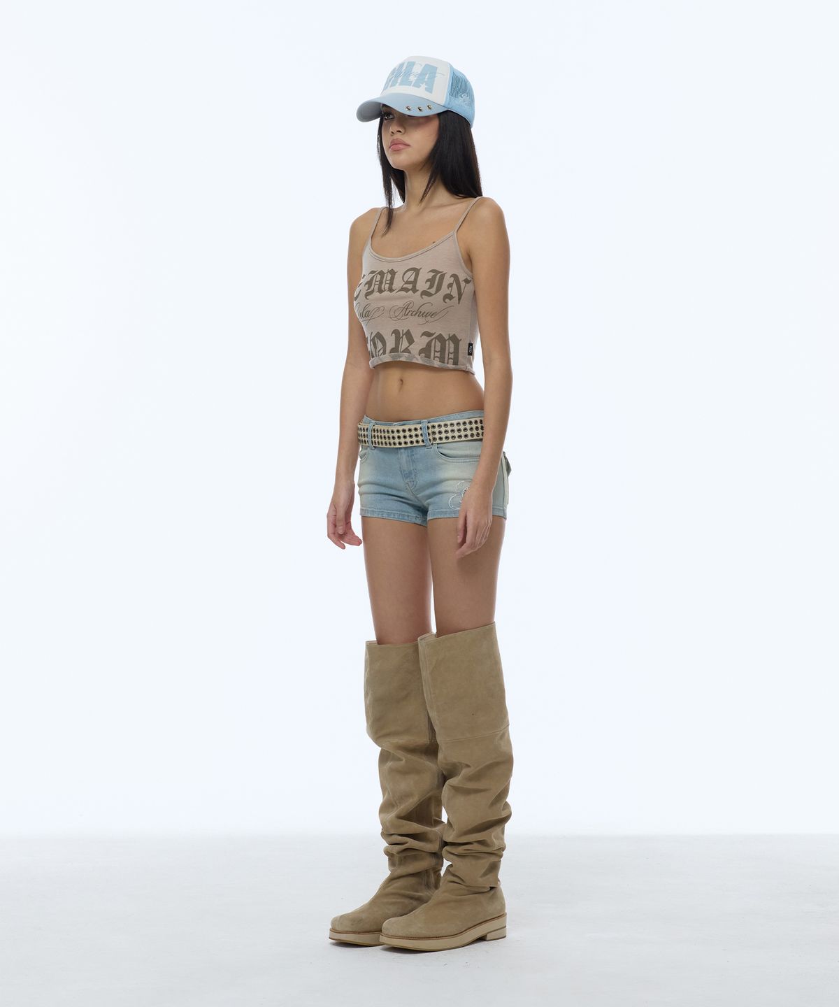길라아카이브(GILAARCHIVE) g SYMBOL HOTFIX DENIM SHORTS_LIGHT BLUE