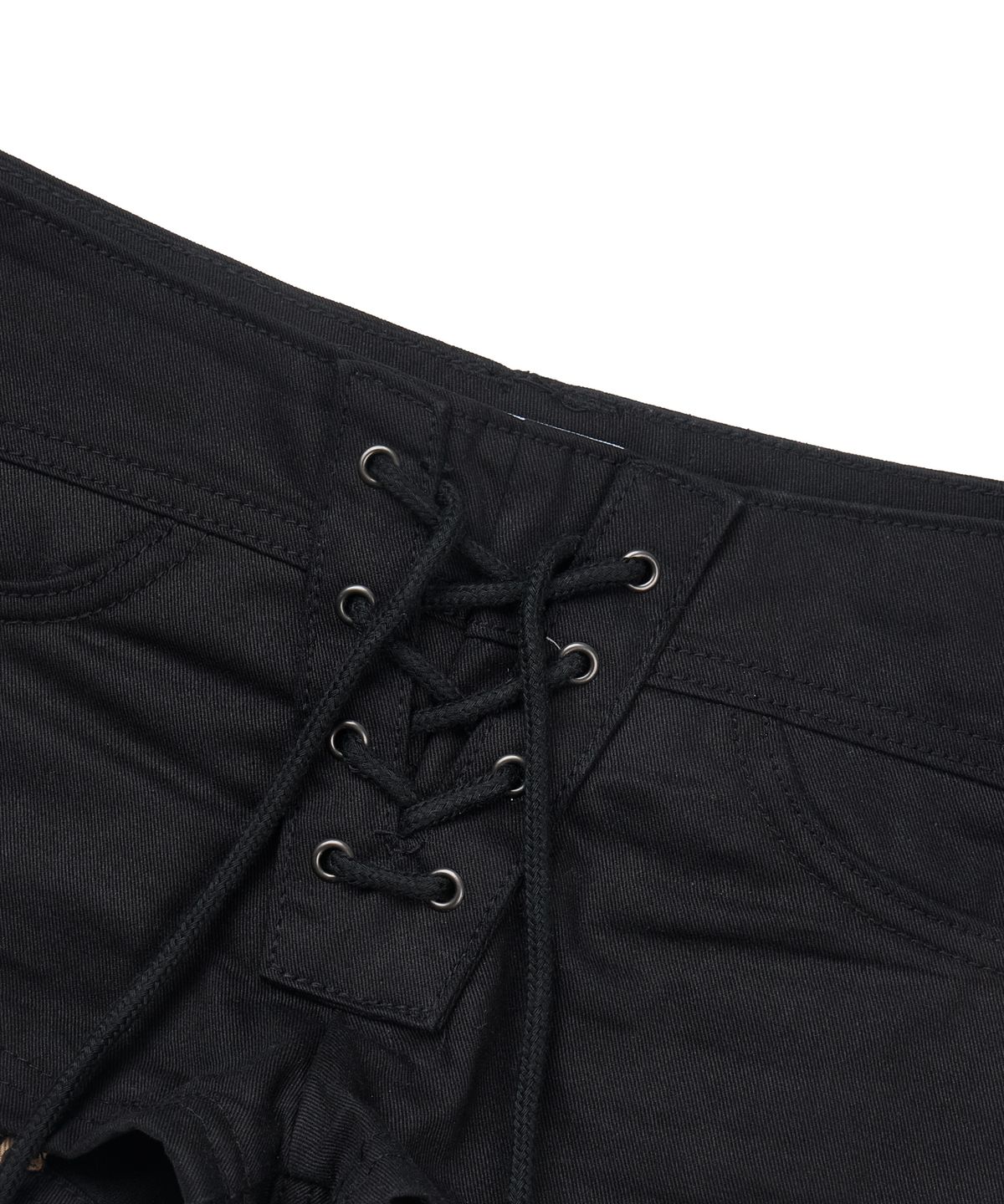 길라아카이브(GILAARCHIVE) LACE-UP COTTON SHORTS_BLACK