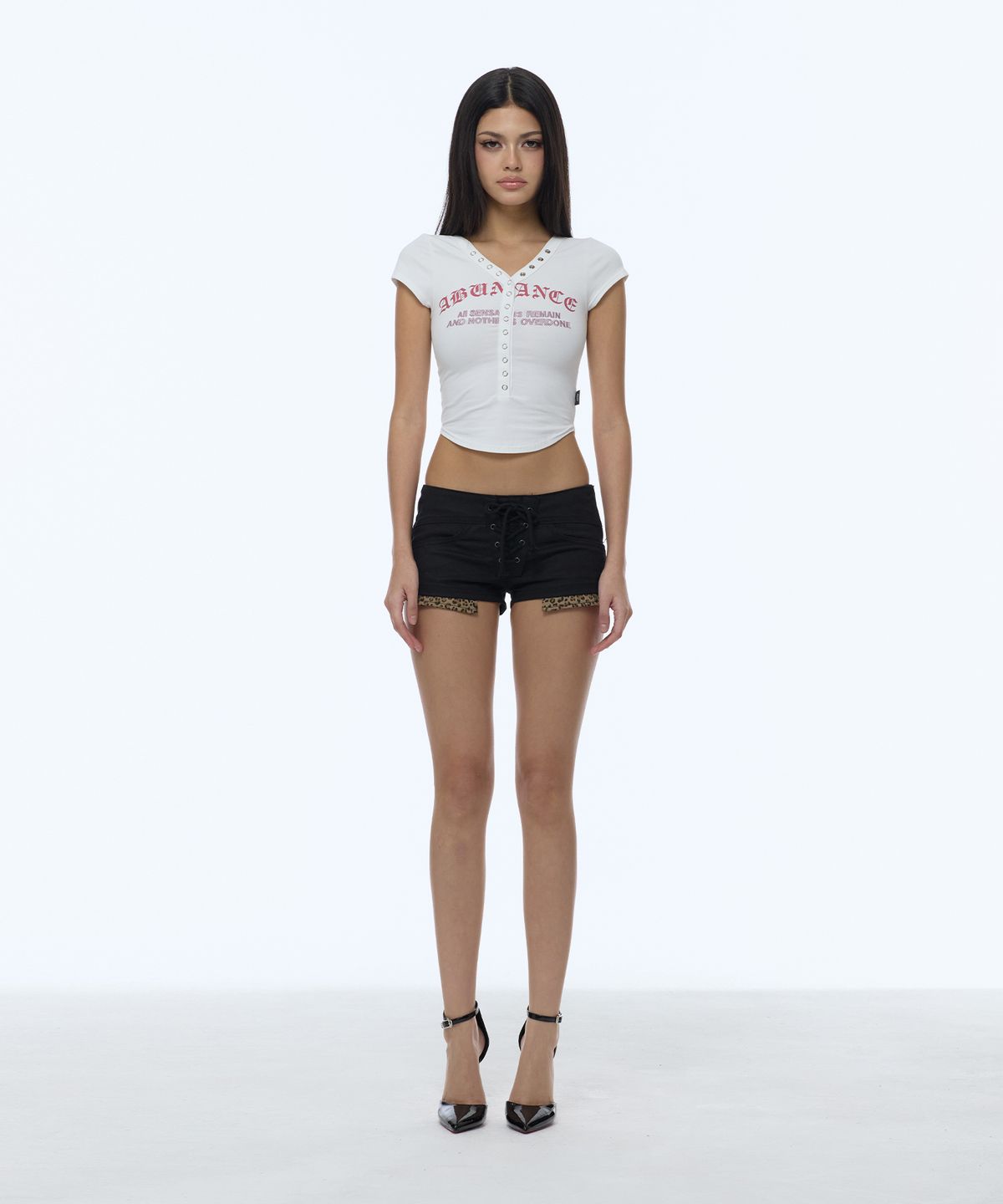 길라아카이브(GILAARCHIVE) LACE-UP COTTON SHORTS_BLACK